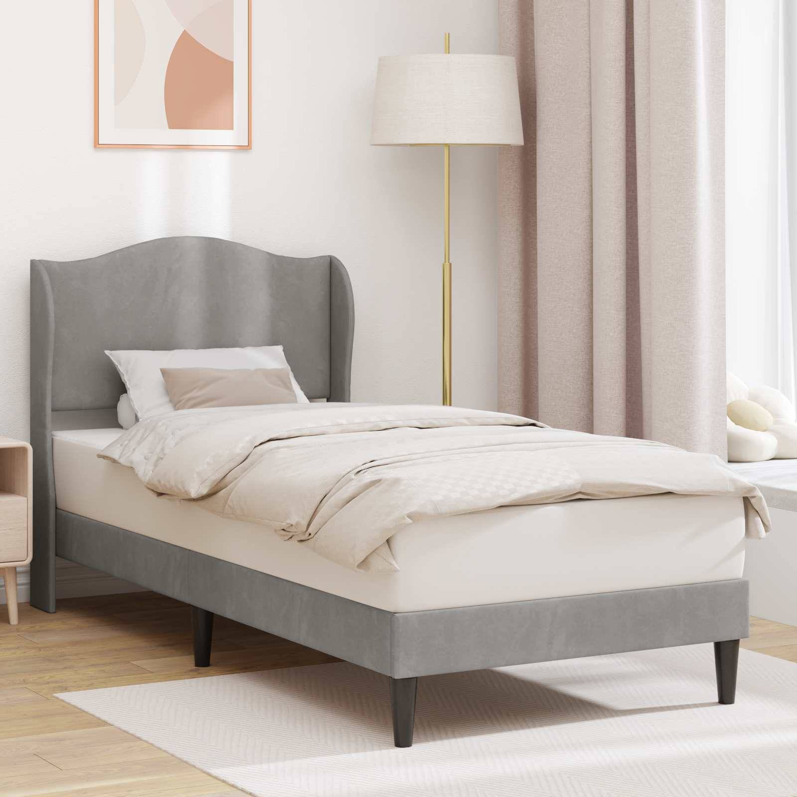 vidaXL Bettrahmen mit Kopfteil Hellgrau 100 x 200 cm Samt