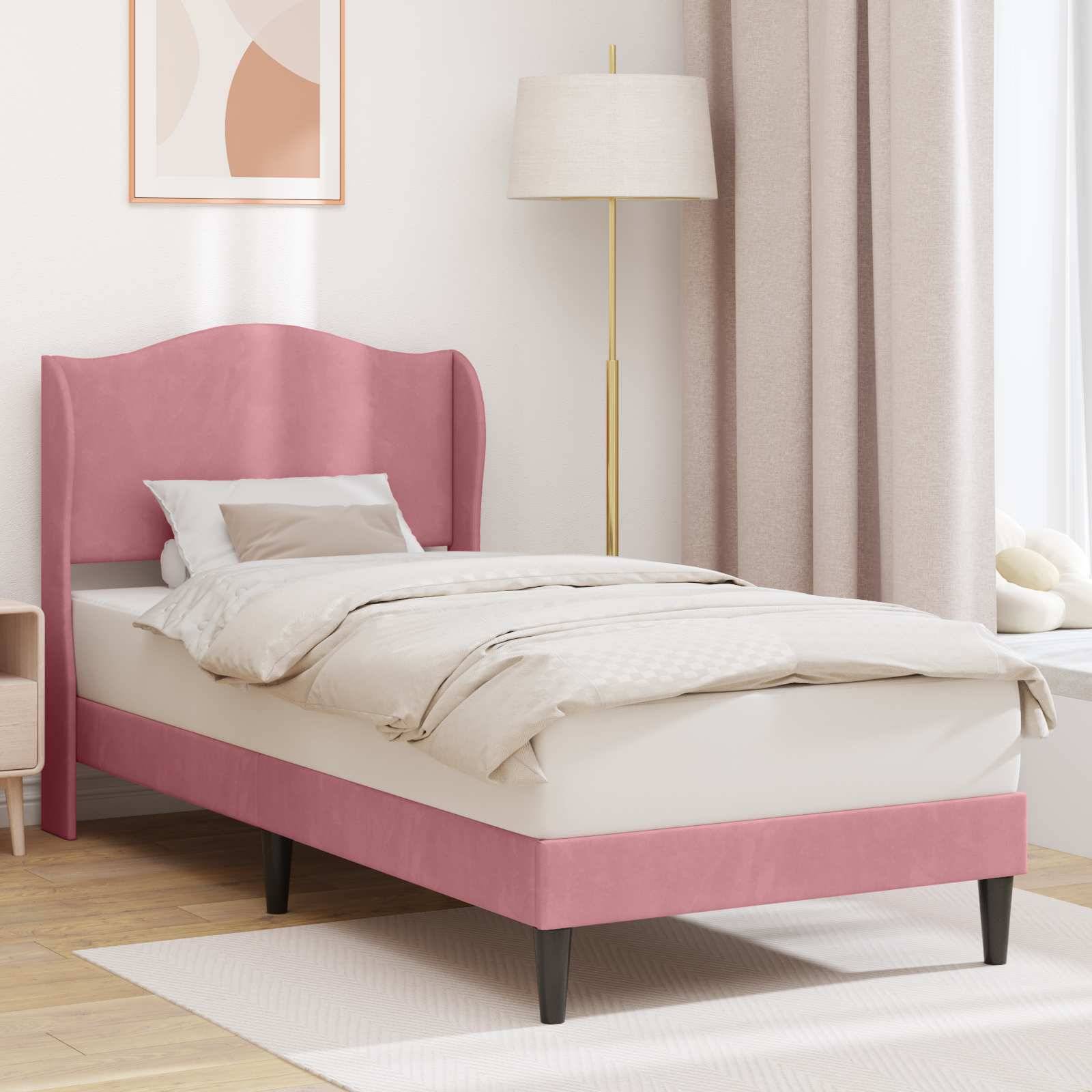 vidaXL Bettrahmen mit Kopfteil Rosa 80 x 200 cm Samt