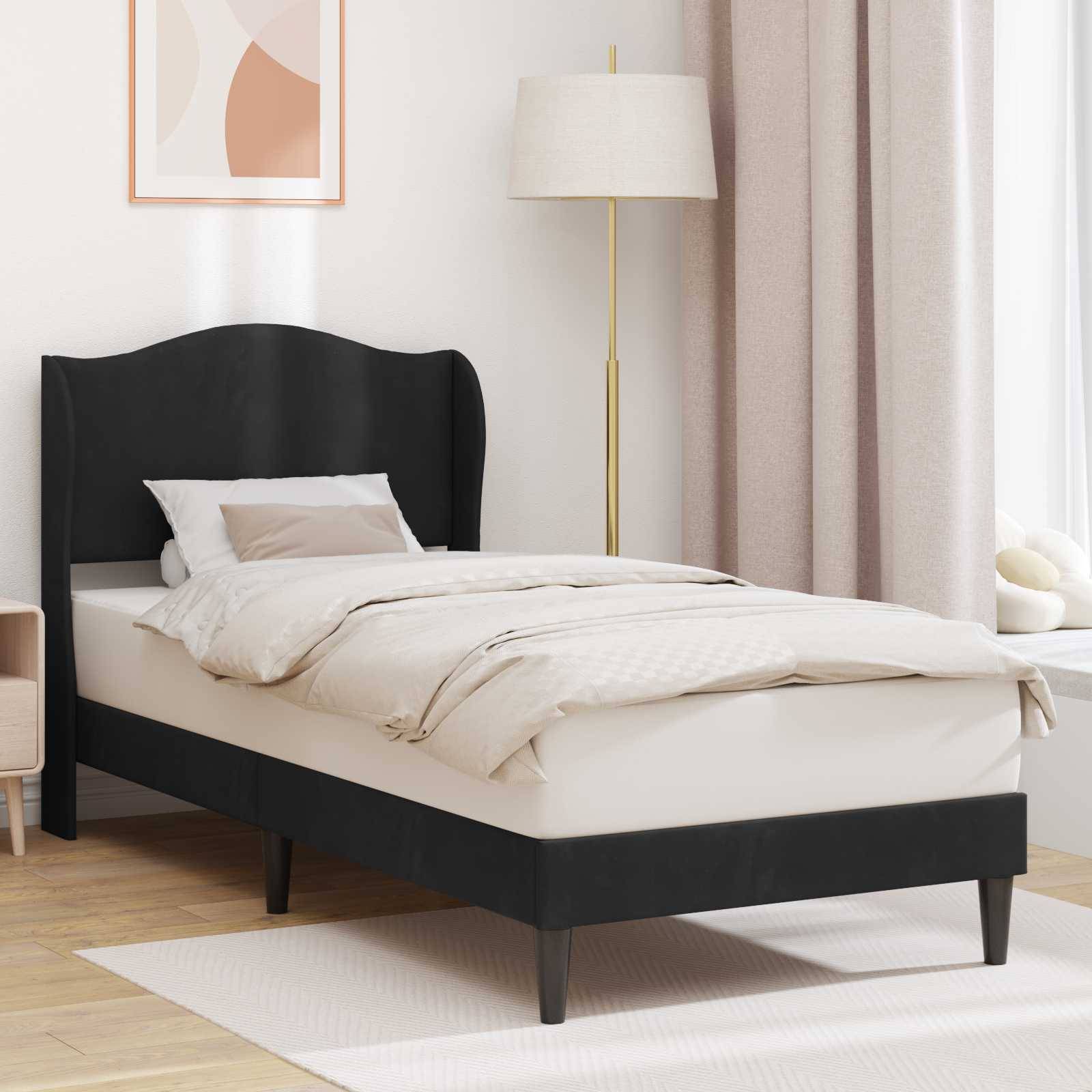vidaXL Bettrahmen mit Kopfteil Schwarz 100 x 200 cm Samt