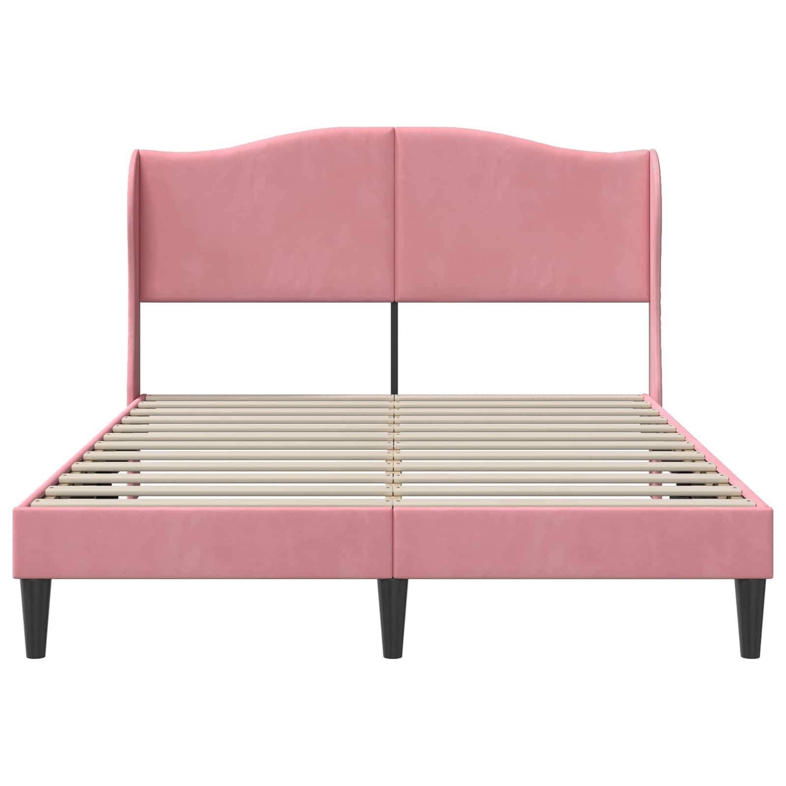vidaXL Bettrahmen mit Kopfteil Rosa 160 x 200 cm Samt