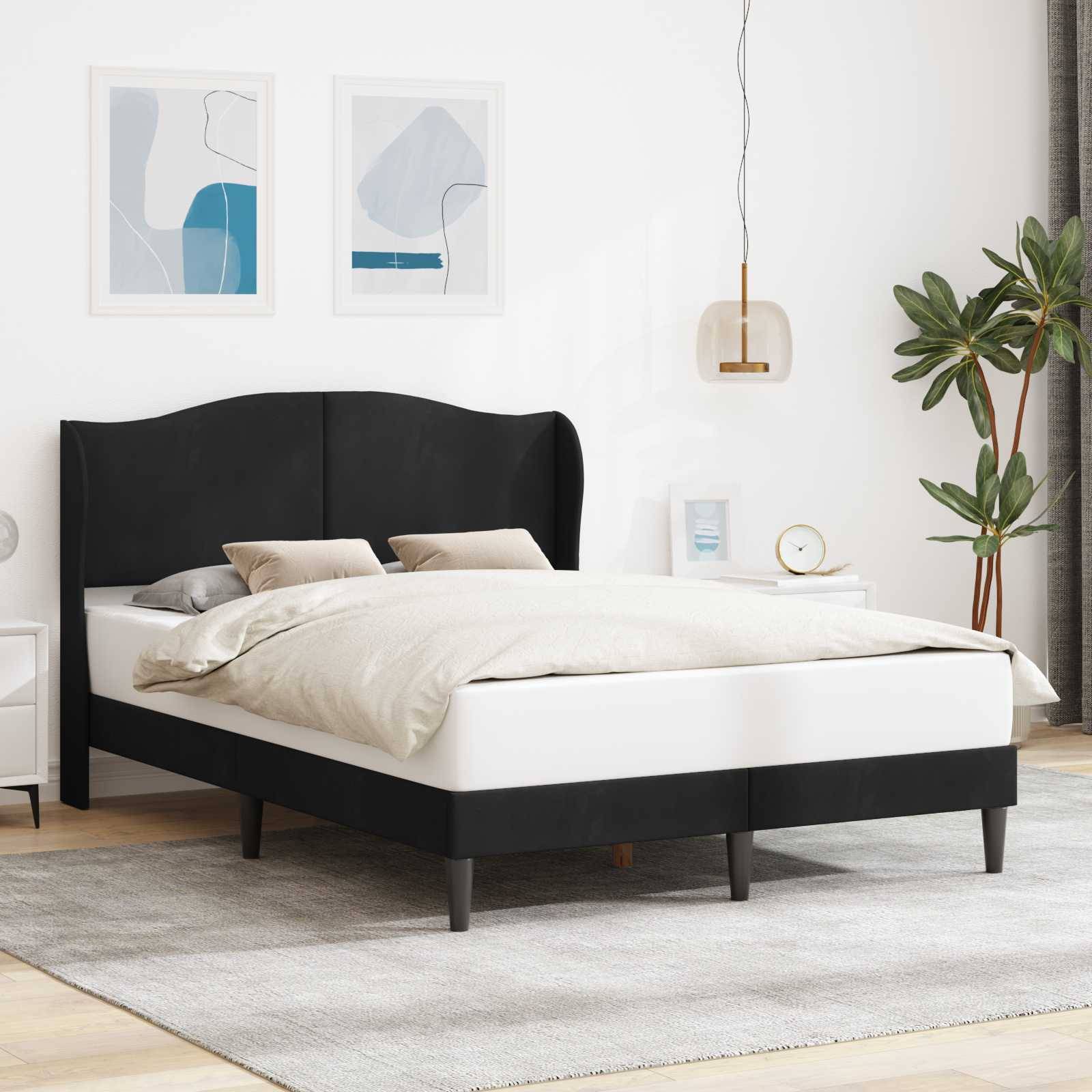 vidaXL Bettrahmen mit Kopfteil Schwarz 120 x 190 cm Samt