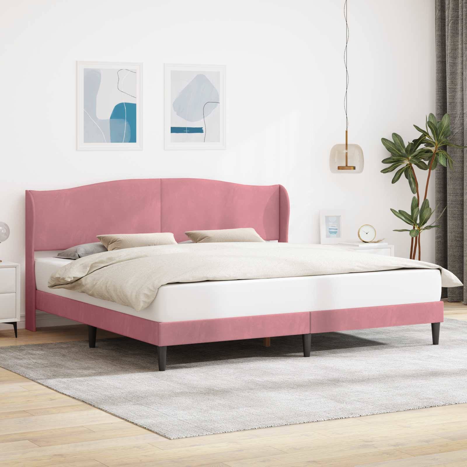 vidaXL Bettrahmen mit Kopfteil Rosa 180 x 200 cm Samt