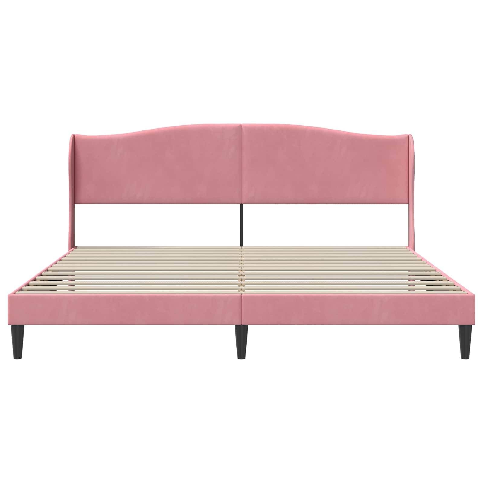 vidaXL Bettrahmen mit Kopfteil Rosa 180 x 200 cm Samt