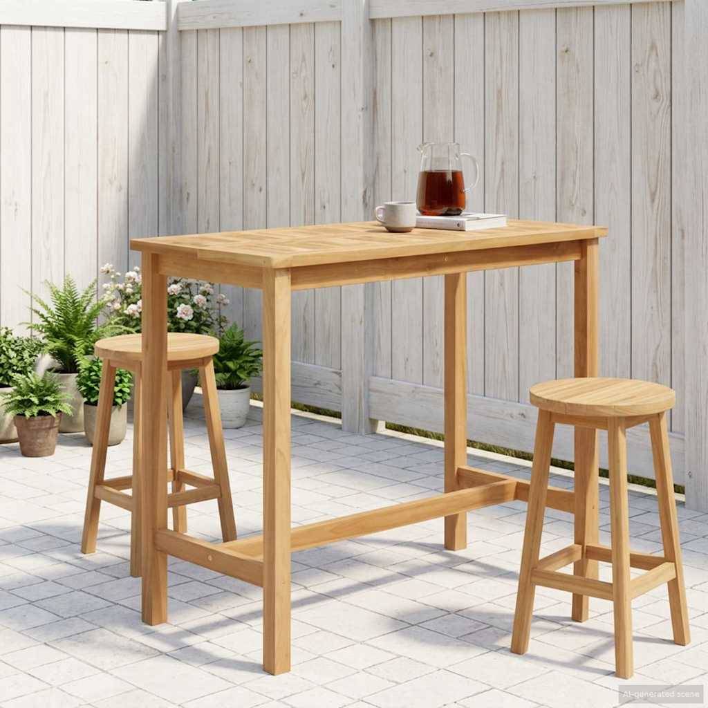 vidaXL Bartisch Natur 110 x 60 x 105 cm Massiv-Teak