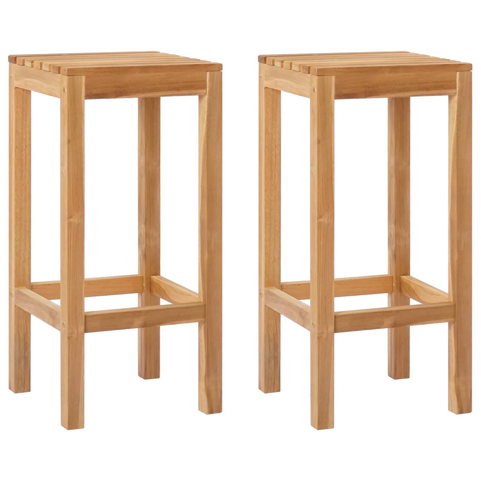 vidaXL Barhocker 2 pcs Braun Massivholz Teak
