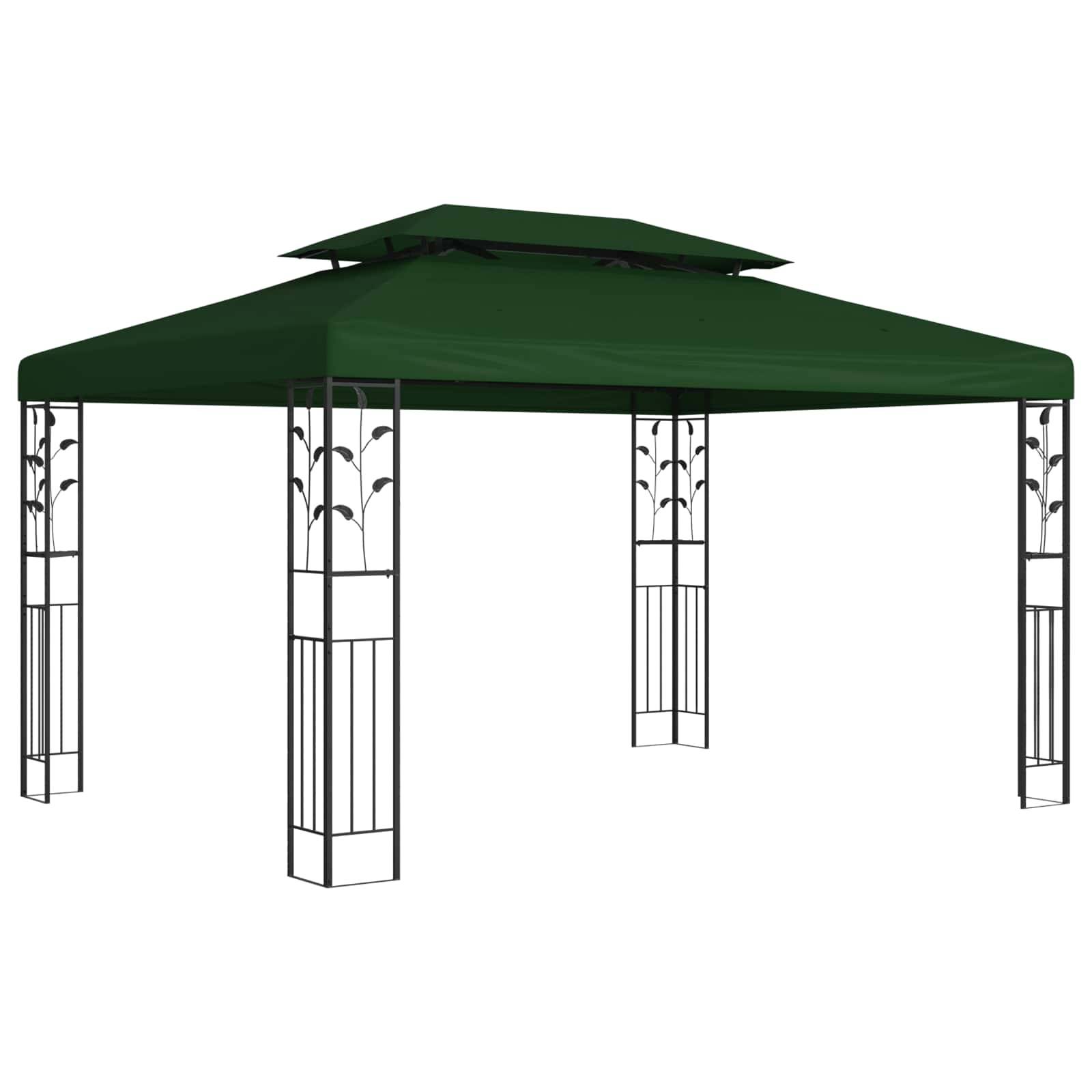 vidaXL Pavillon 3,97 x 2,96 x 2,68 m Grün Polyester und Stahl