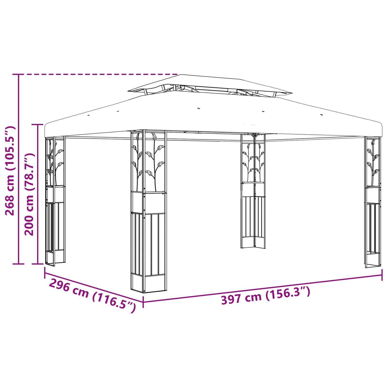 vidaXL Pavillon 3,97 x 2,96 x 2,68 m Weinrot Polyester und Stahl
