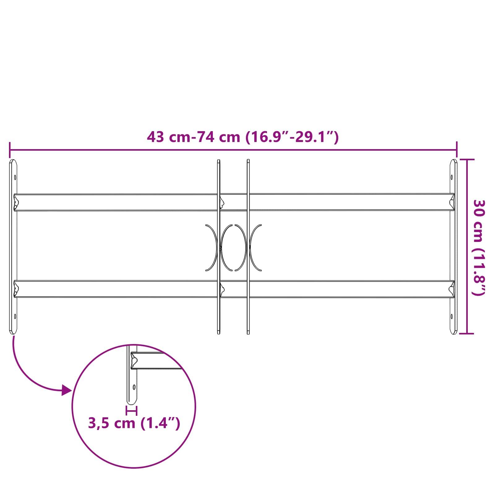 vidaXL Sicherheitsgitter für Fenster mit 2 Querstangen 3 pcs