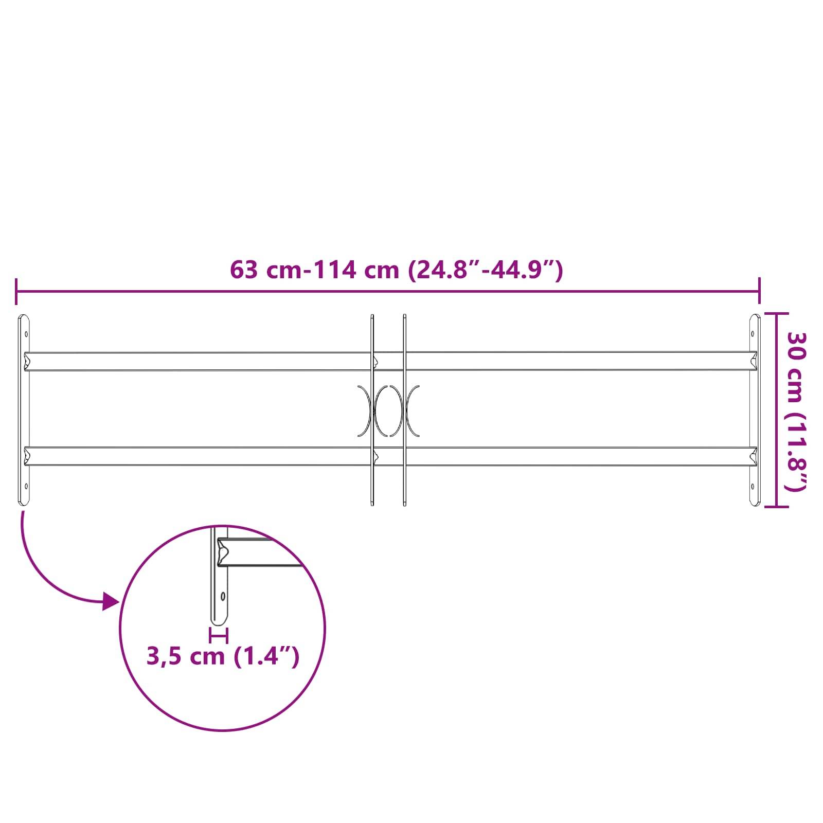 vidaXL Sicherheitsgitter für Fenster mit 2 Querstangen 3 pcs