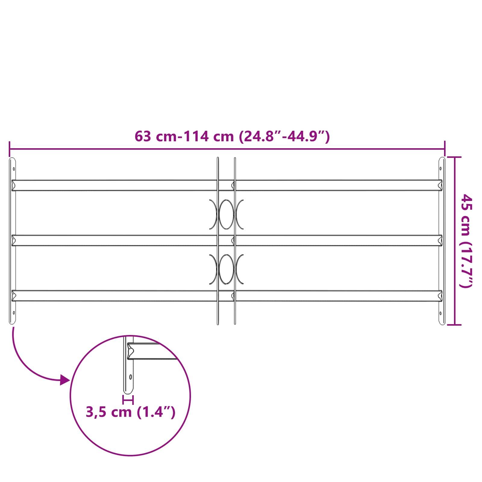 vidaXL Sicherheitsgitter für Fenster mit 3 Querstangen 3 pcs