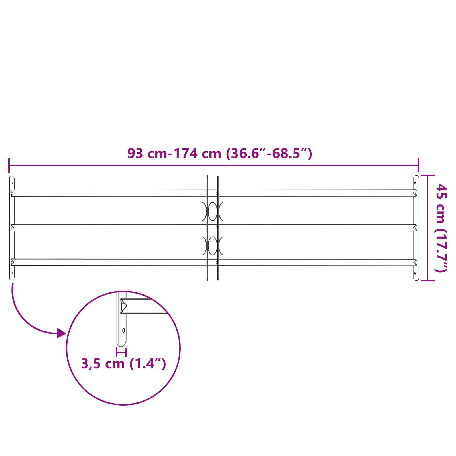 vidaXL Sicherheitsgitter für Fenster mit 3 Querstangen 3 pcs
