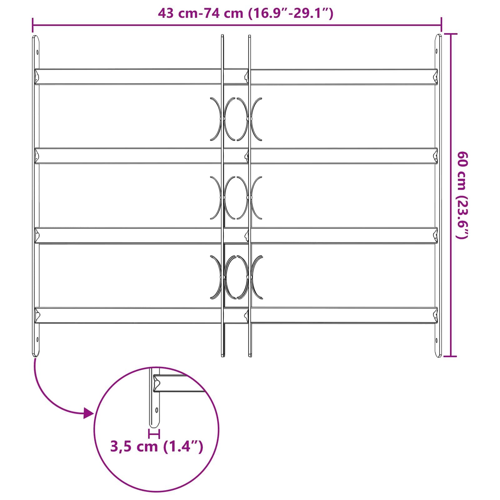 vidaXL Sicherheitsgitter für Fenster mit 4 Querstangen 3 pcs