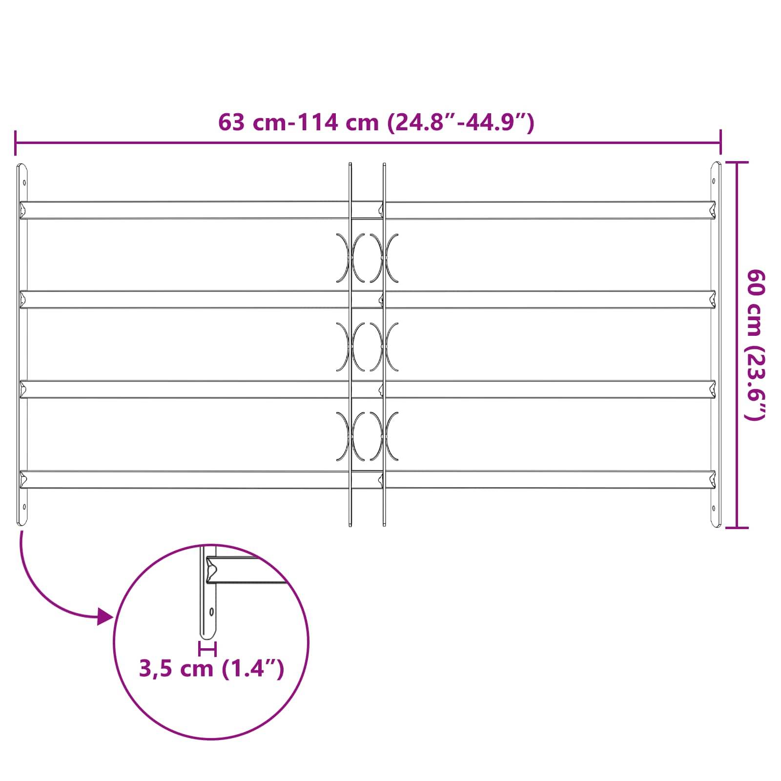 vidaXL Sicherheitsgitter für Fenster mit 4 Querstangen 3 pcs