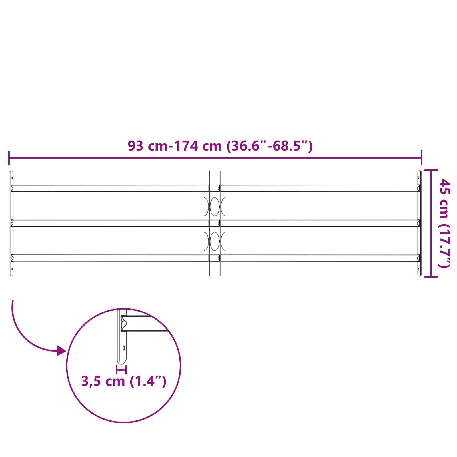 vidaXL Sicherheitsgitter für Fenster mit 3 Querstangen 93-174 cm