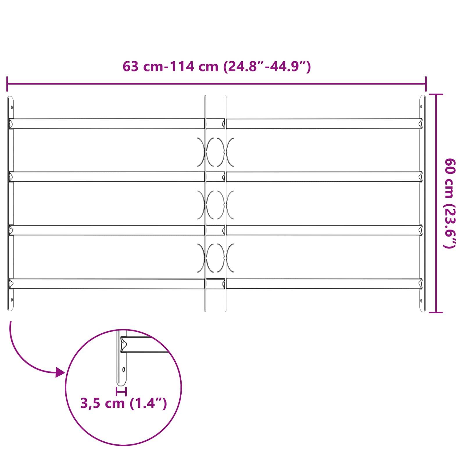 vidaXL Sicherheitsgitter für Fenster mit 4 Querstangen 63-114 cm