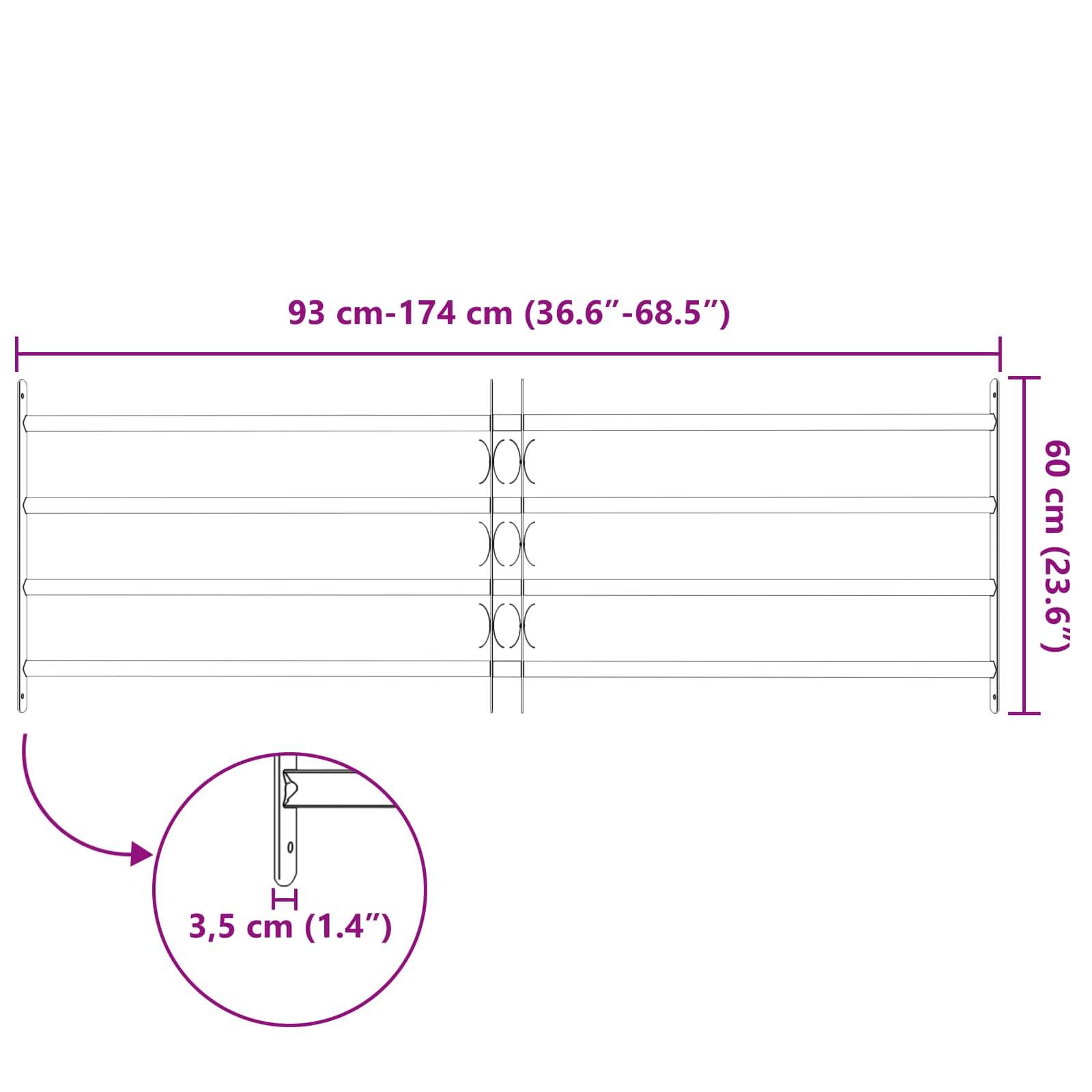 vidaXL Sicherheitsgitter für Fenster mit 4 Querstangen 93-174 cm