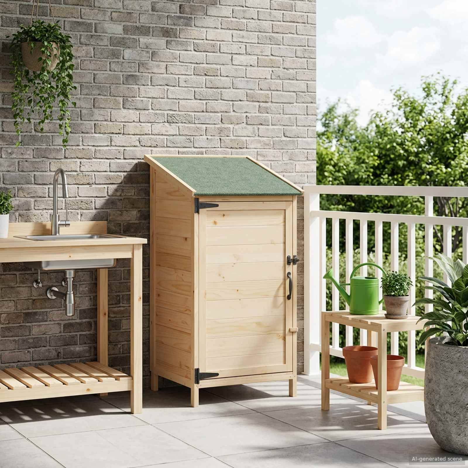 vidaXL Garten Shed Natur 59 x 56 x 113,5 cm Holzwerkstoff