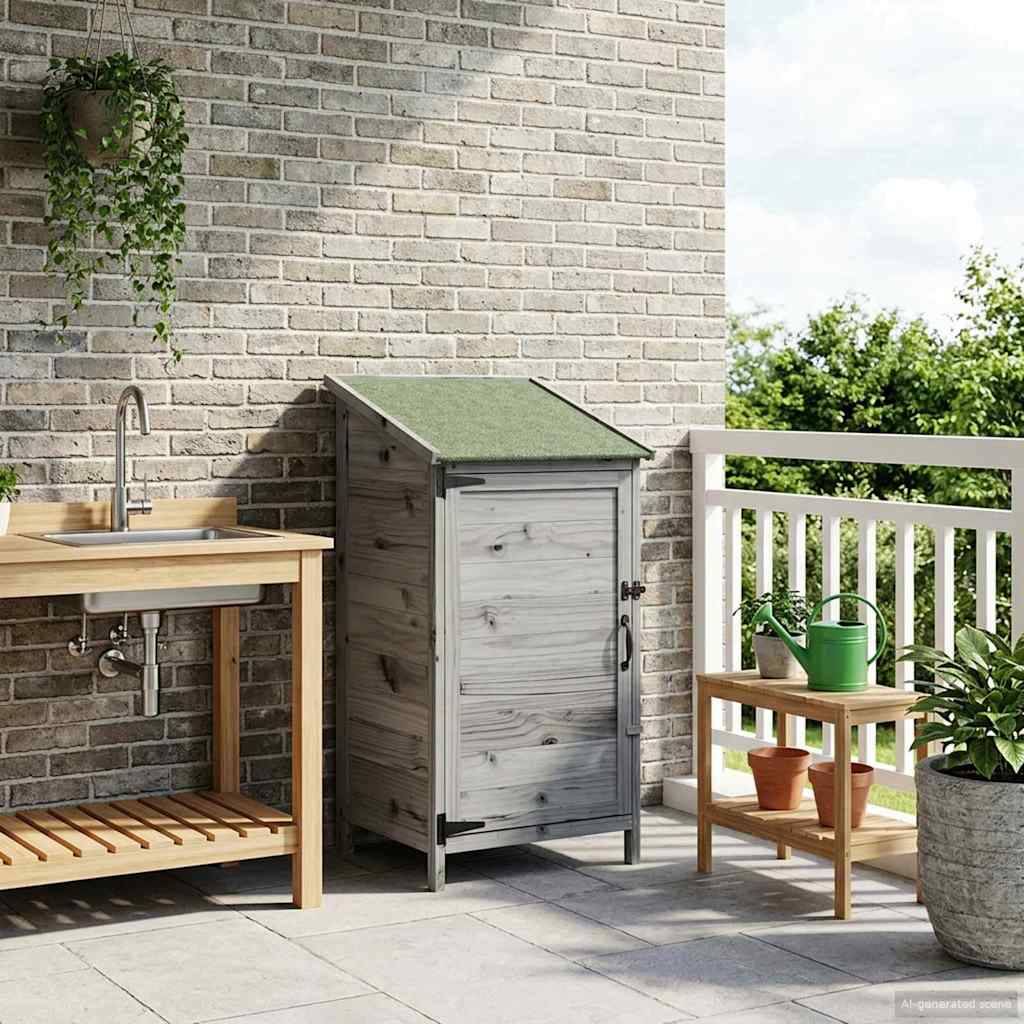 vidaXL Garten Shed Grau 59 x 56 x 113,5 cm Holzwerkstoff