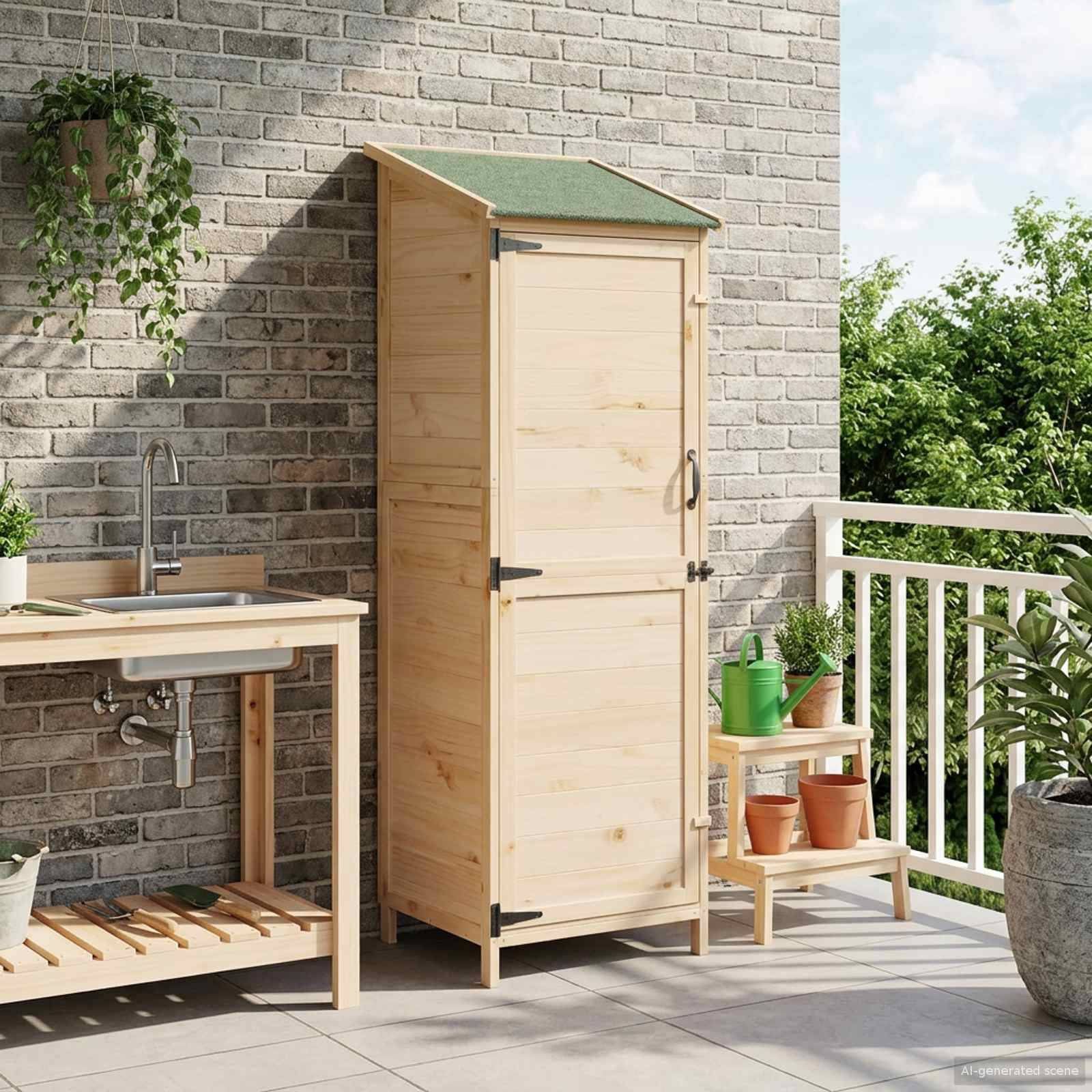 vidaXL Garten Shed Natur 59,5 x 56 x 176,5 cm Holzwerkstoff