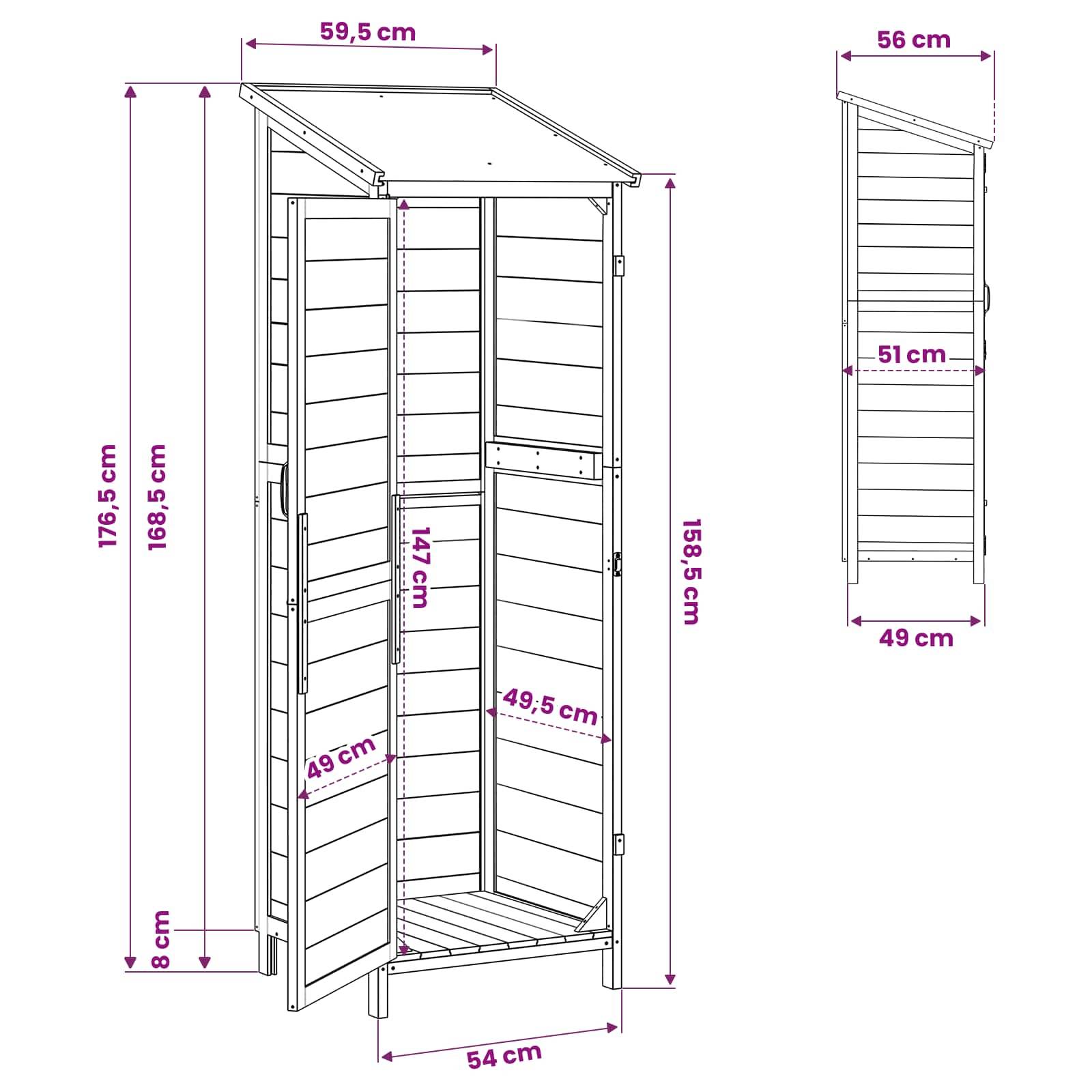 vidaXL Garten Shed Natur 59,5 x 56 x 176,5 cm Holzwerkstoff