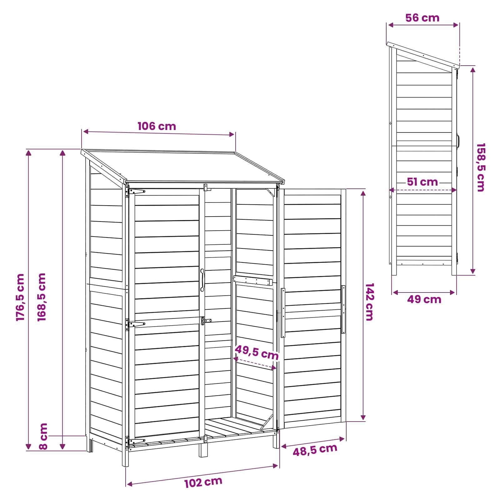 vidaXL Garten Shed Natur 106,5 x 56 x 176 cm Holzwerkstoff
