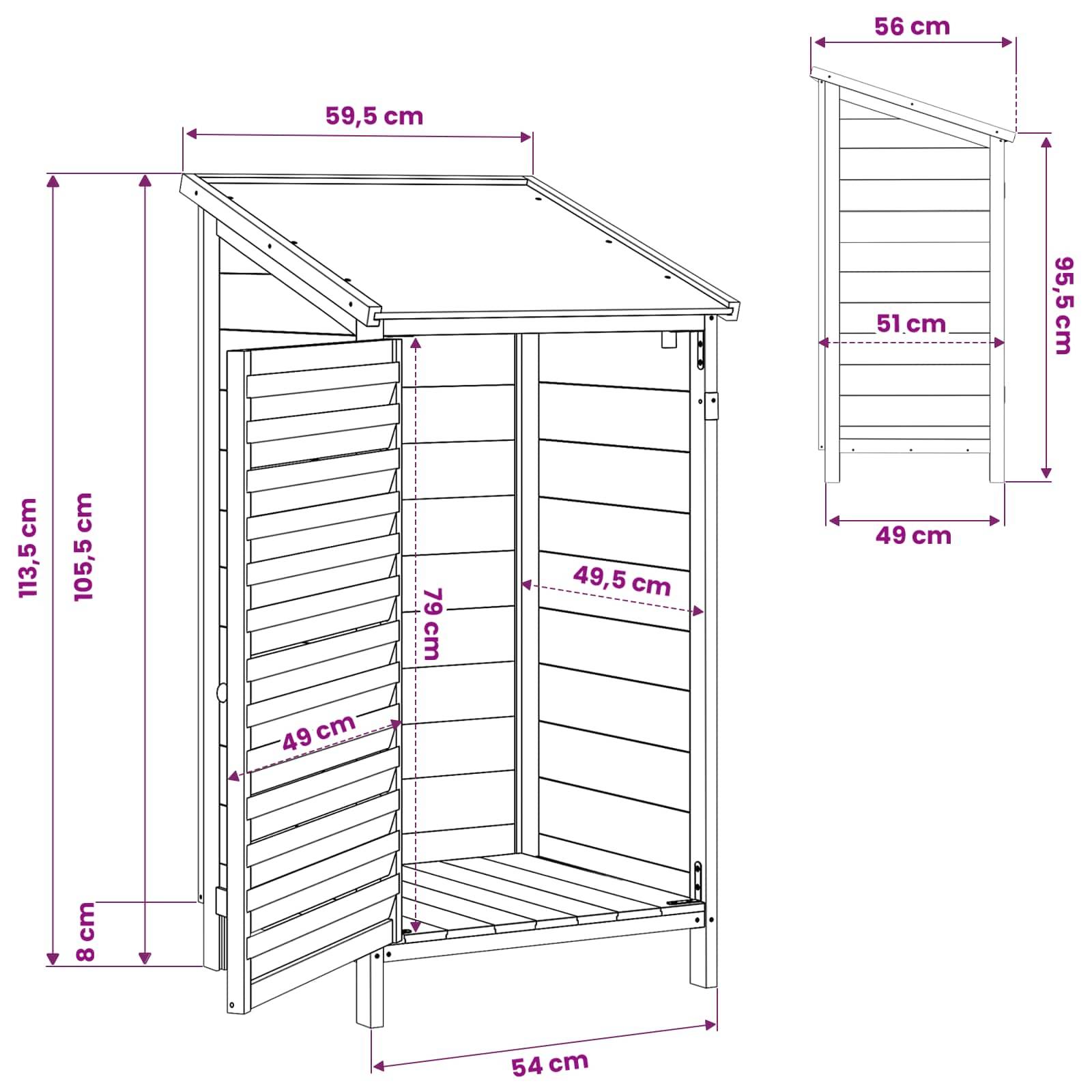 vidaXL Garten Shed Weiß 59 x 56 x 113,5 cm Massivholz aus Fichte