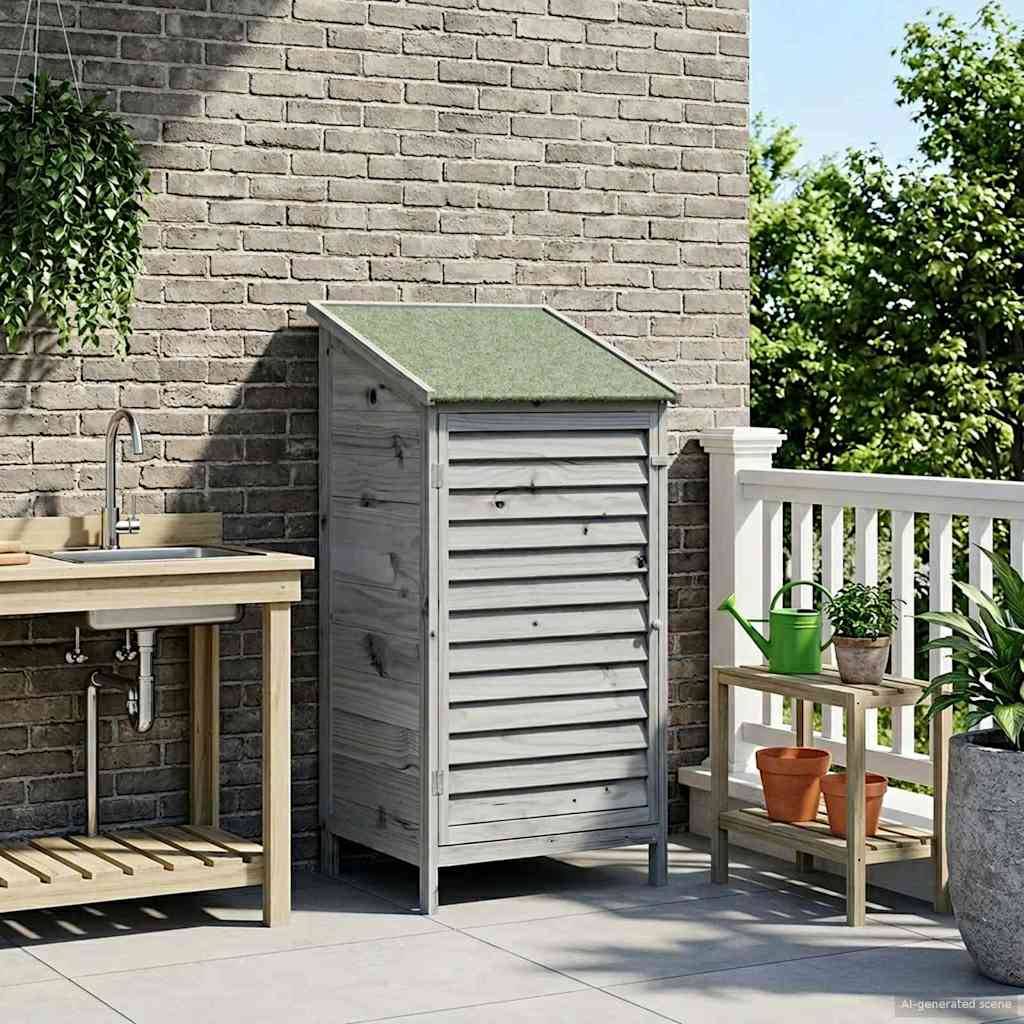vidaXL Garten Shed Grau 59 x 56 x 113,5 cm Massivholz aus Fichte