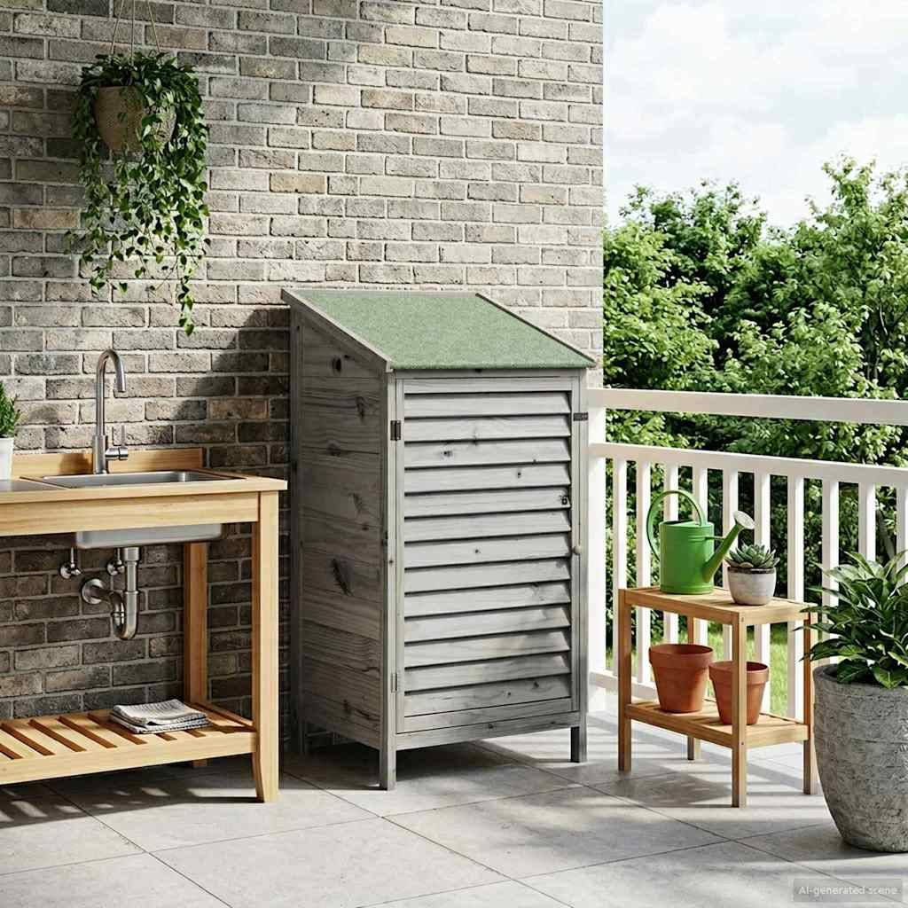 vidaXL Garten Shed Grau 59 x 56 x 113,5 cm Massivholz aus Fichte