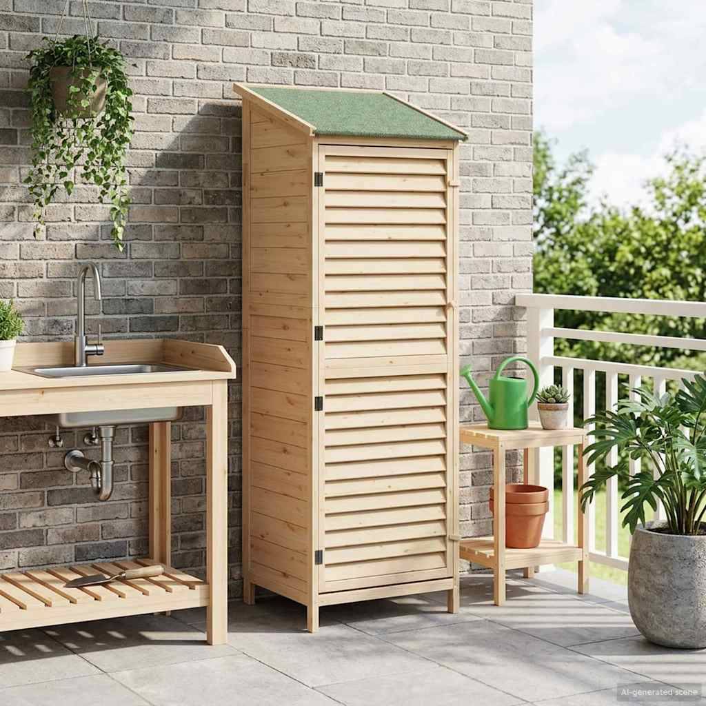vidaXL Garten Shed Natur 59 x 56 x 176 cm Massivholz aus Fichte
