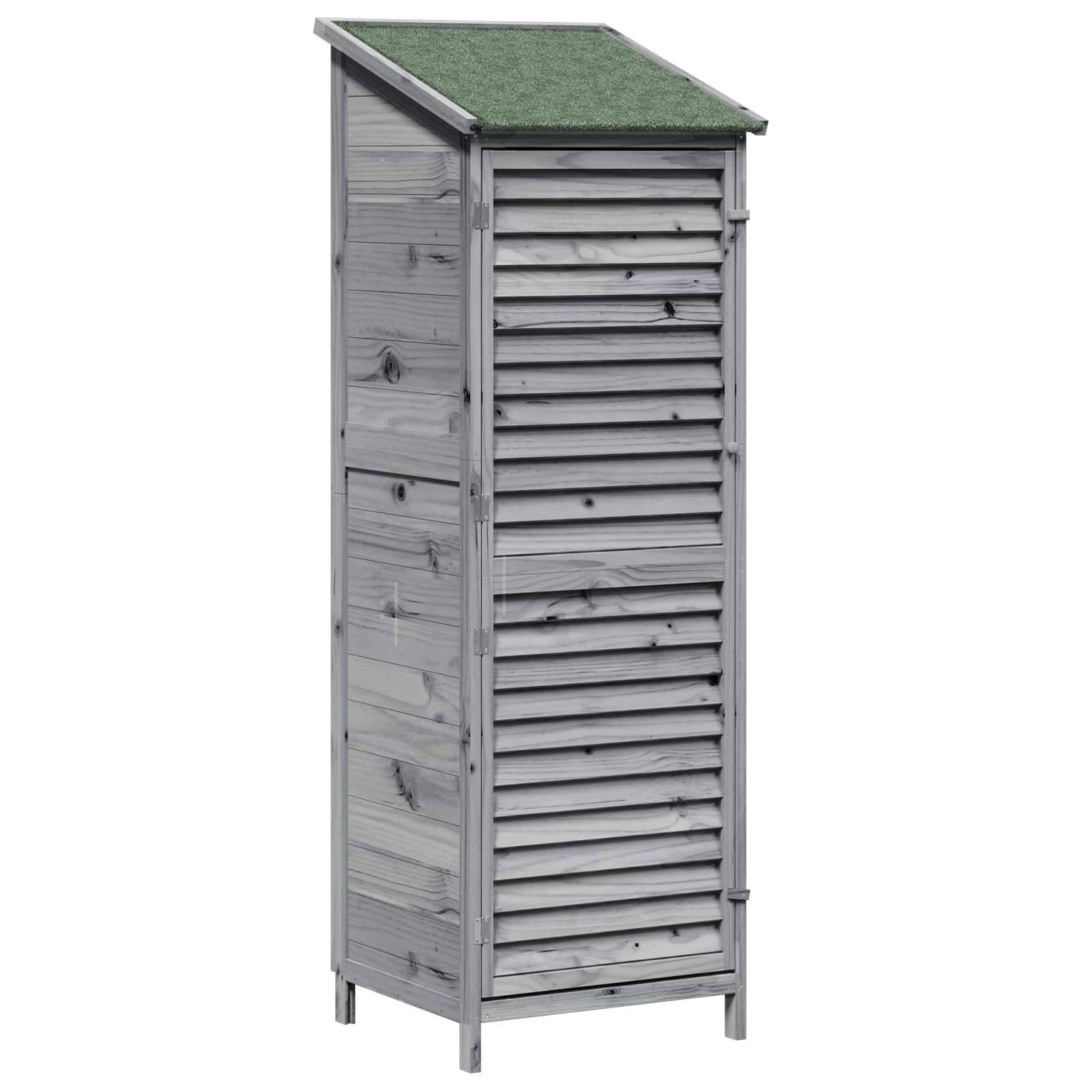 vidaXL Garten Shed Grau 59 x 56 x 176 cm Massivholz aus Fichte