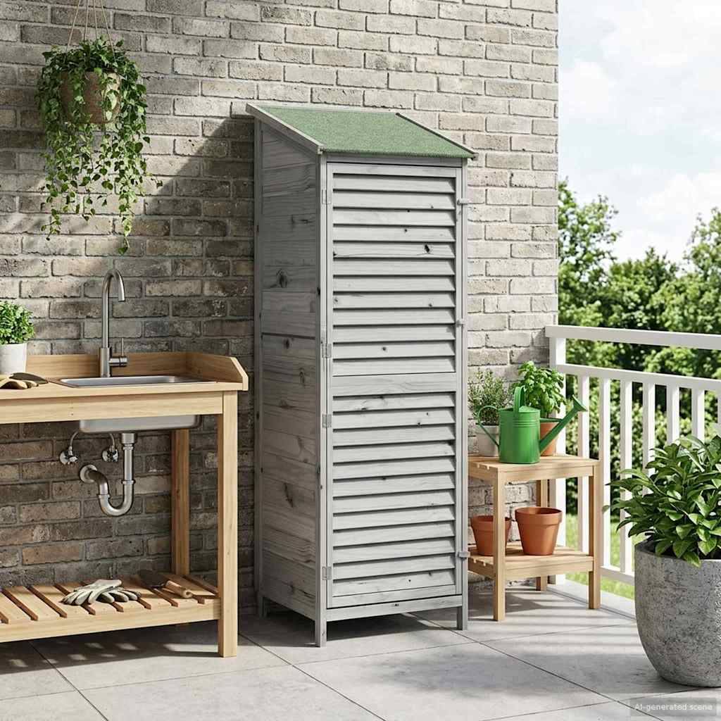 vidaXL Garten Shed Grau 59 x 56 x 176 cm Massivholz aus Fichte
