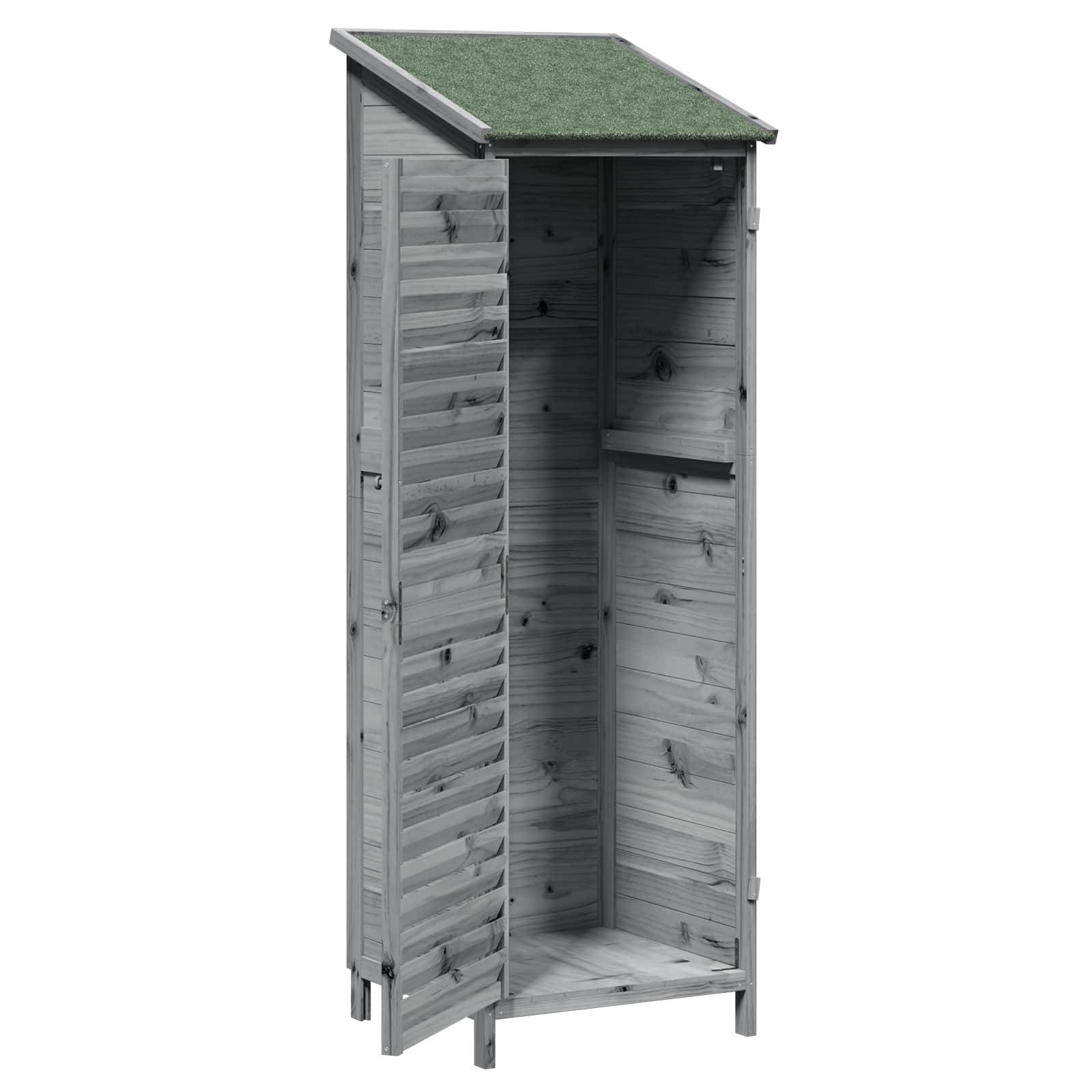 vidaXL Garten Shed Grau 59 x 56 x 176 cm Massivholz aus Fichte