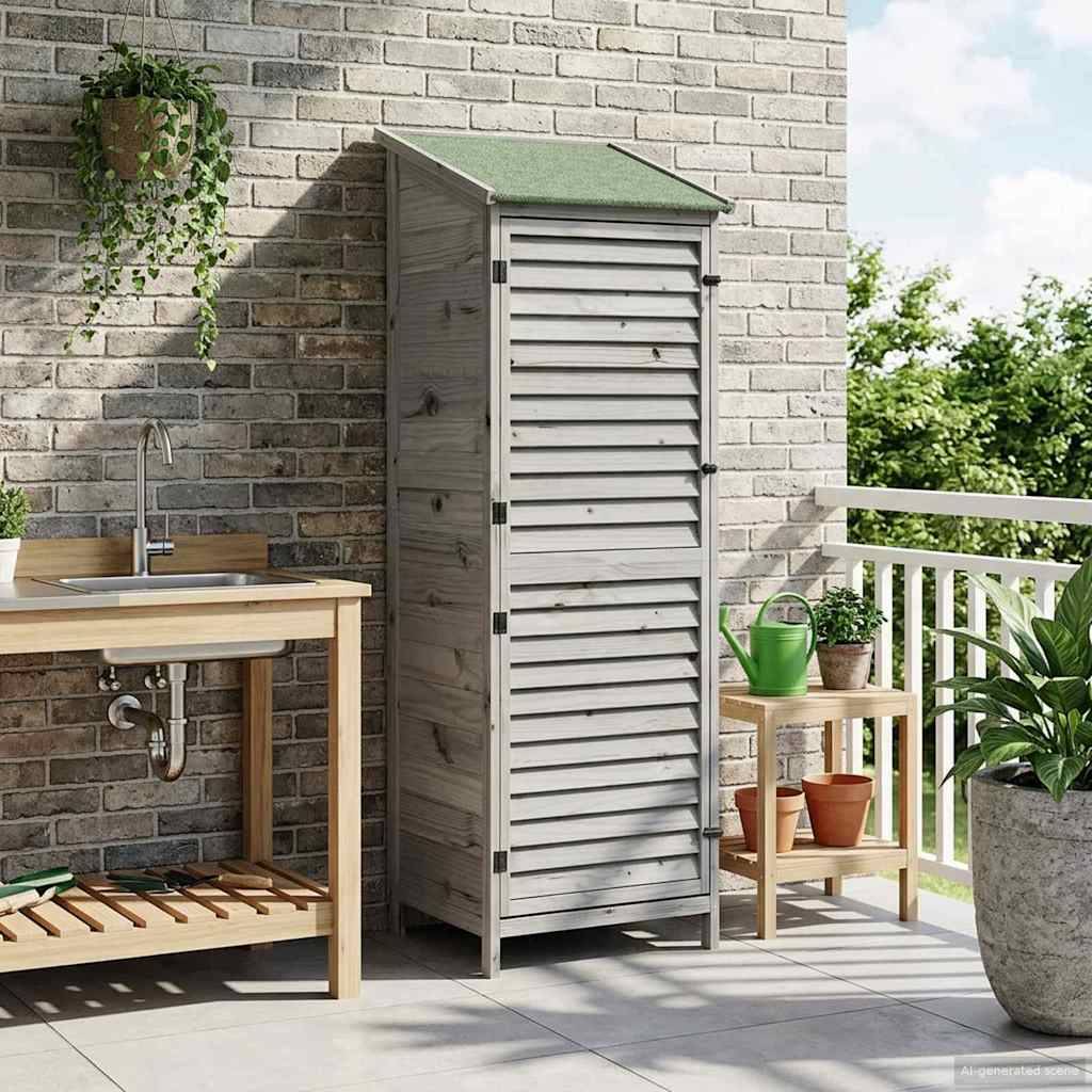 vidaXL Garten Shed Grau 59 x 56 x 176 cm Massivholz aus Fichte