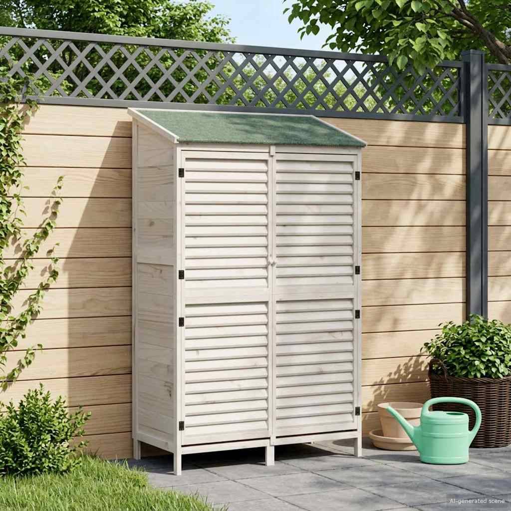 vidaXL Garten Shed Weiß 106 x 56 x 176,5 cm Massivholz aus Fichte