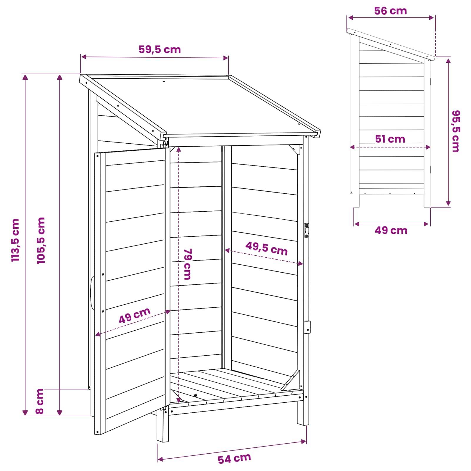 vidaXL Garten Shed Natur 59,5 x 56 x 113,5 cm Holzwerkstoff