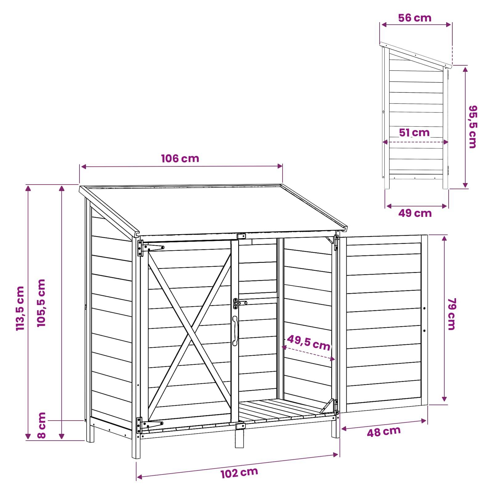vidaXL Garten Shed Natur 106 x 56 x 113,5 cm Holzwerkstoff