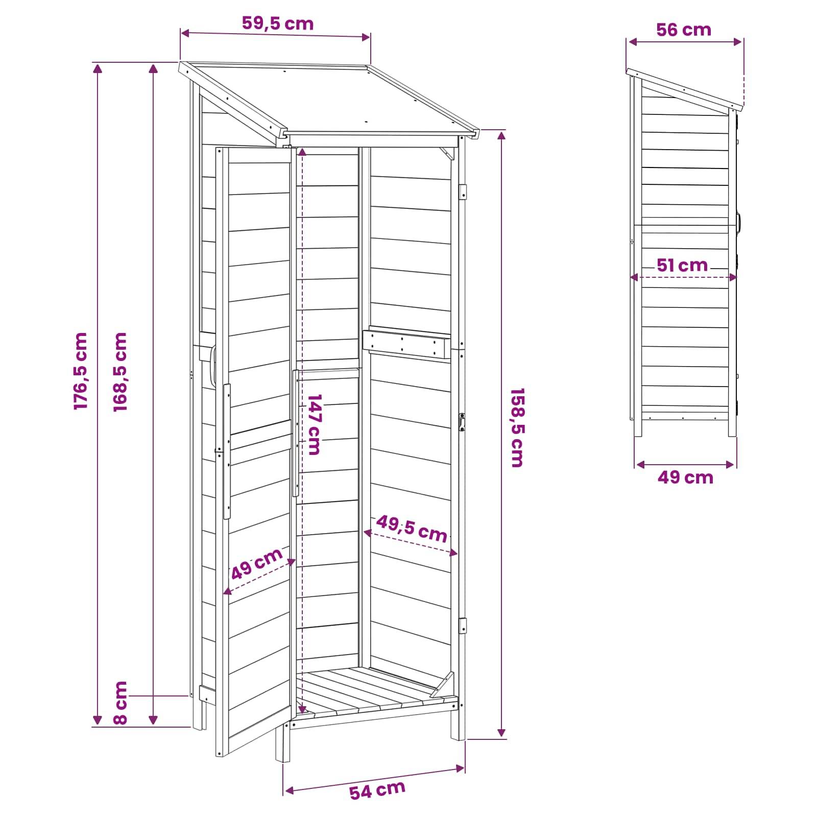 vidaXL Garten Shed Natur 59,5 x 56 x 176,5 cm Holzwerkstoff