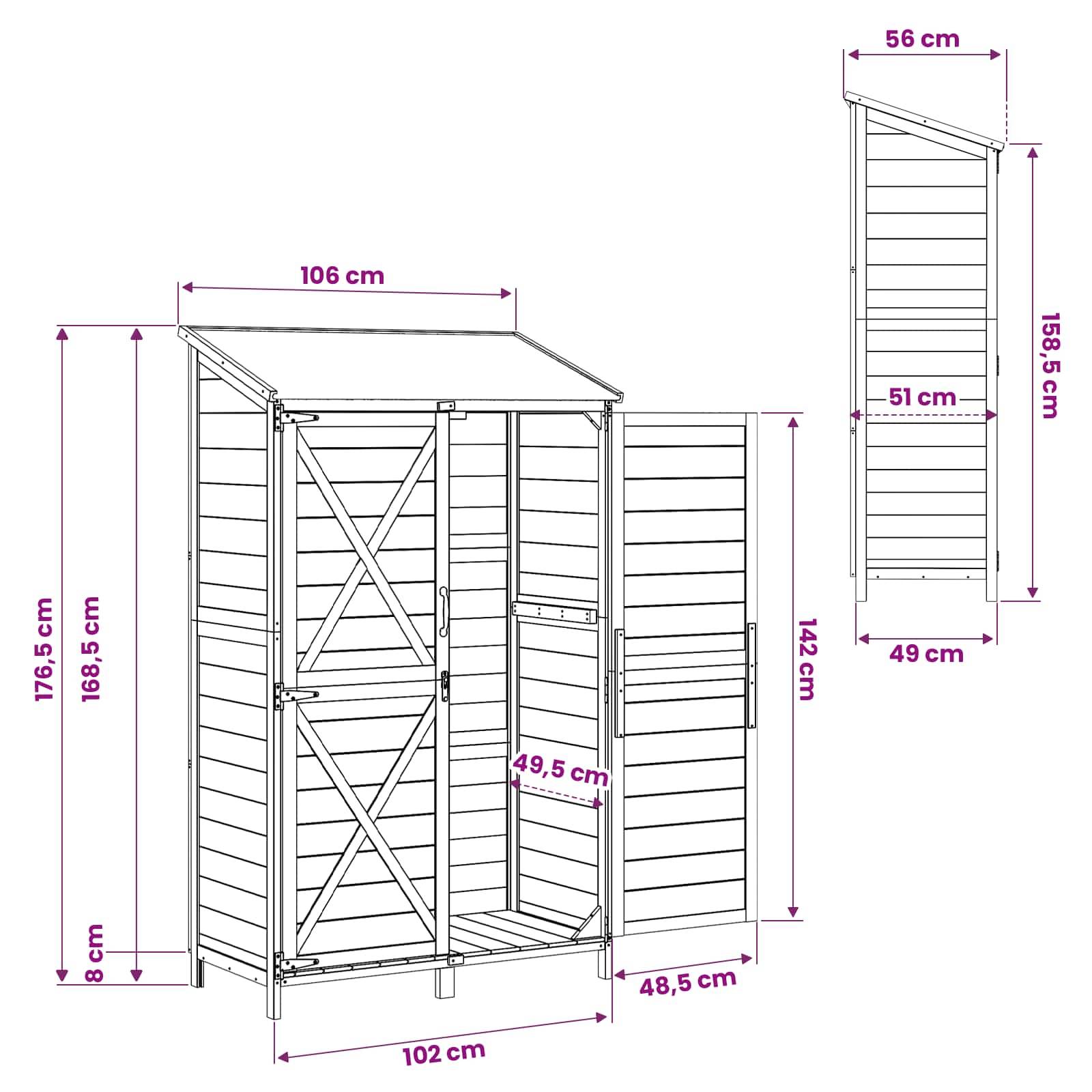 vidaXL Garten Shed Natur 106 x 56 x 176,5 cm Holzwerkstoff