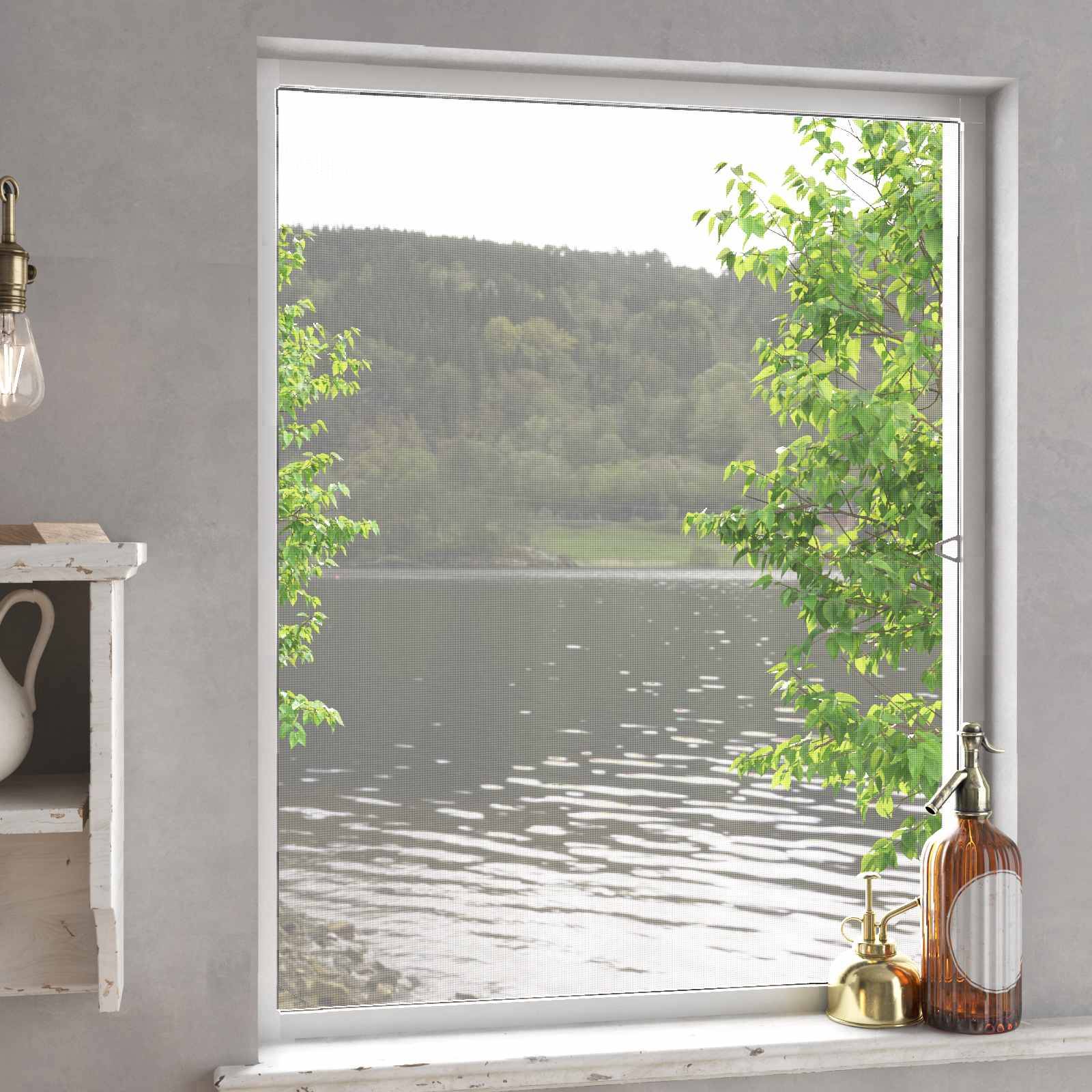 vidaXL Insektenschutz für Fenster Weiß 130 x 150 cm