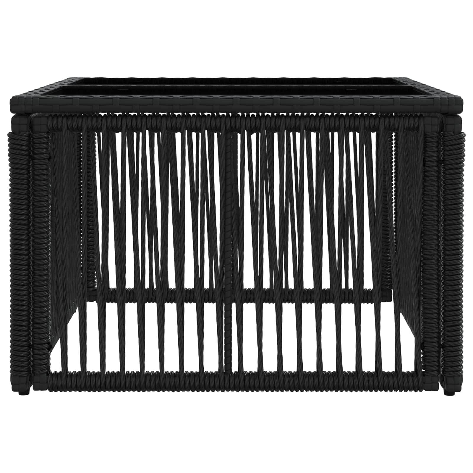 vidaXL Gartentisch Schwarz 55 x 55 x 37 cm PE Rattan und Glas