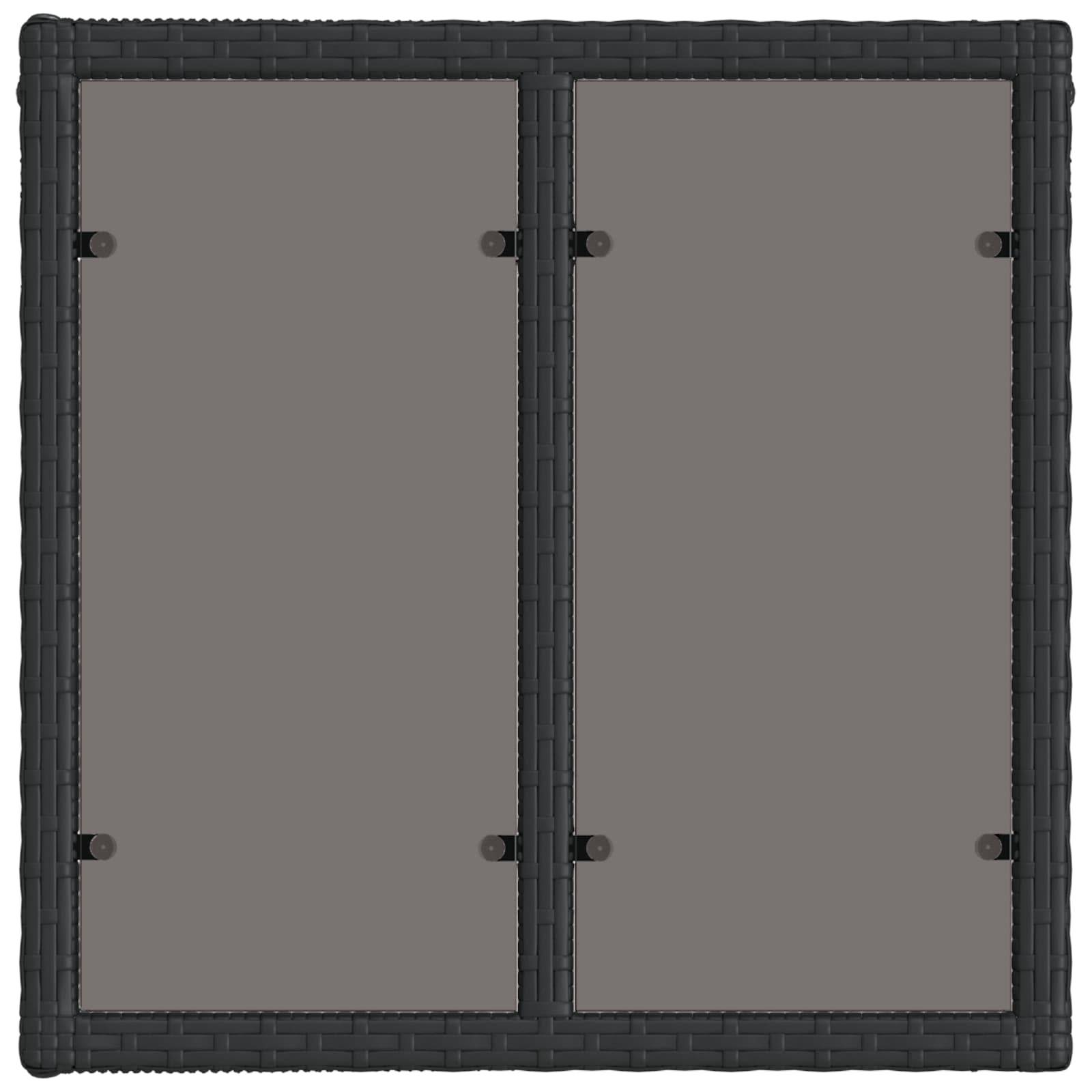 vidaXL Gartentisch Schwarz 55 x 55 x 37 cm PE Rattan und Glas