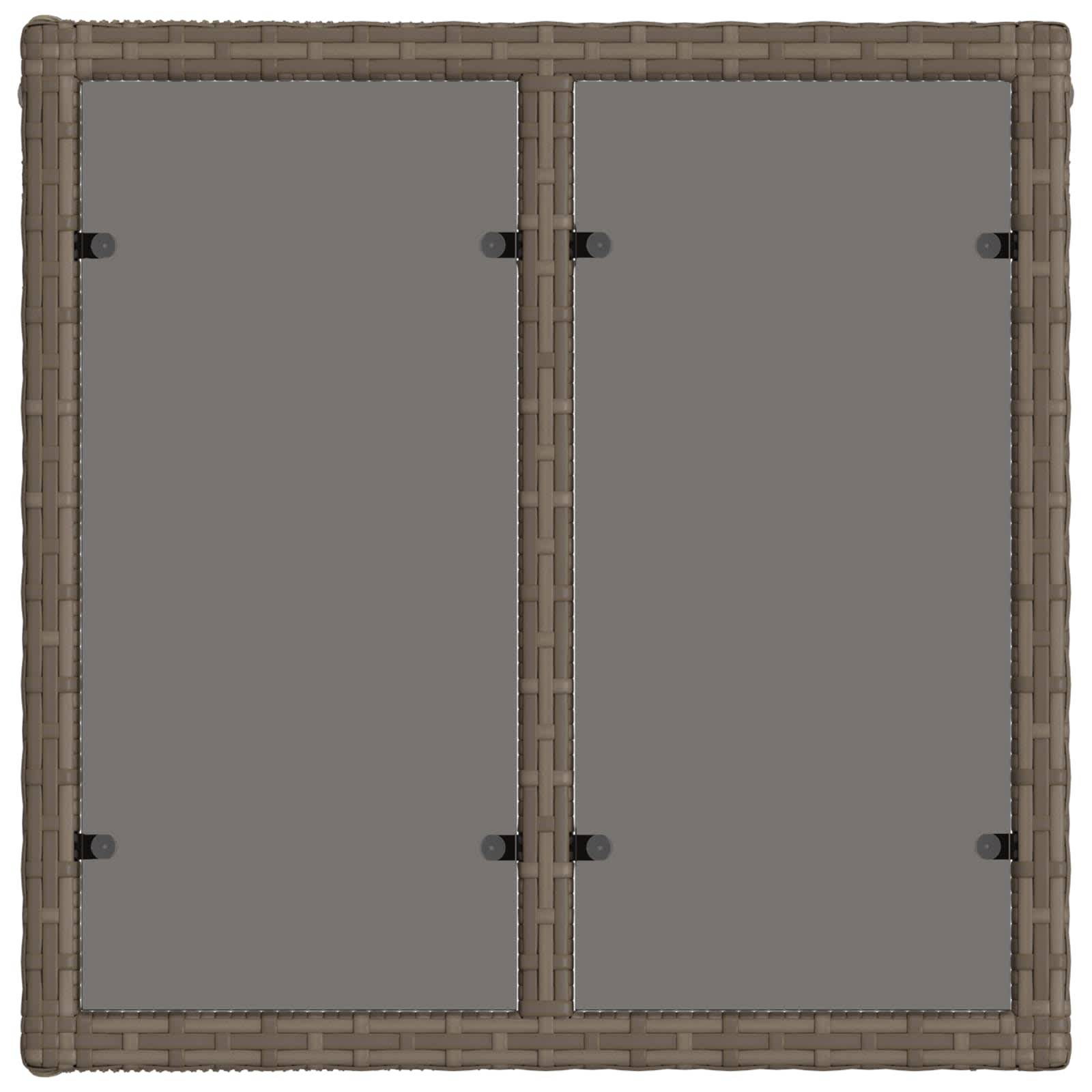 vidaXL Gartentisch Grau und Schwarz 55 x 55 x 37 cm PE Rattan und Glas