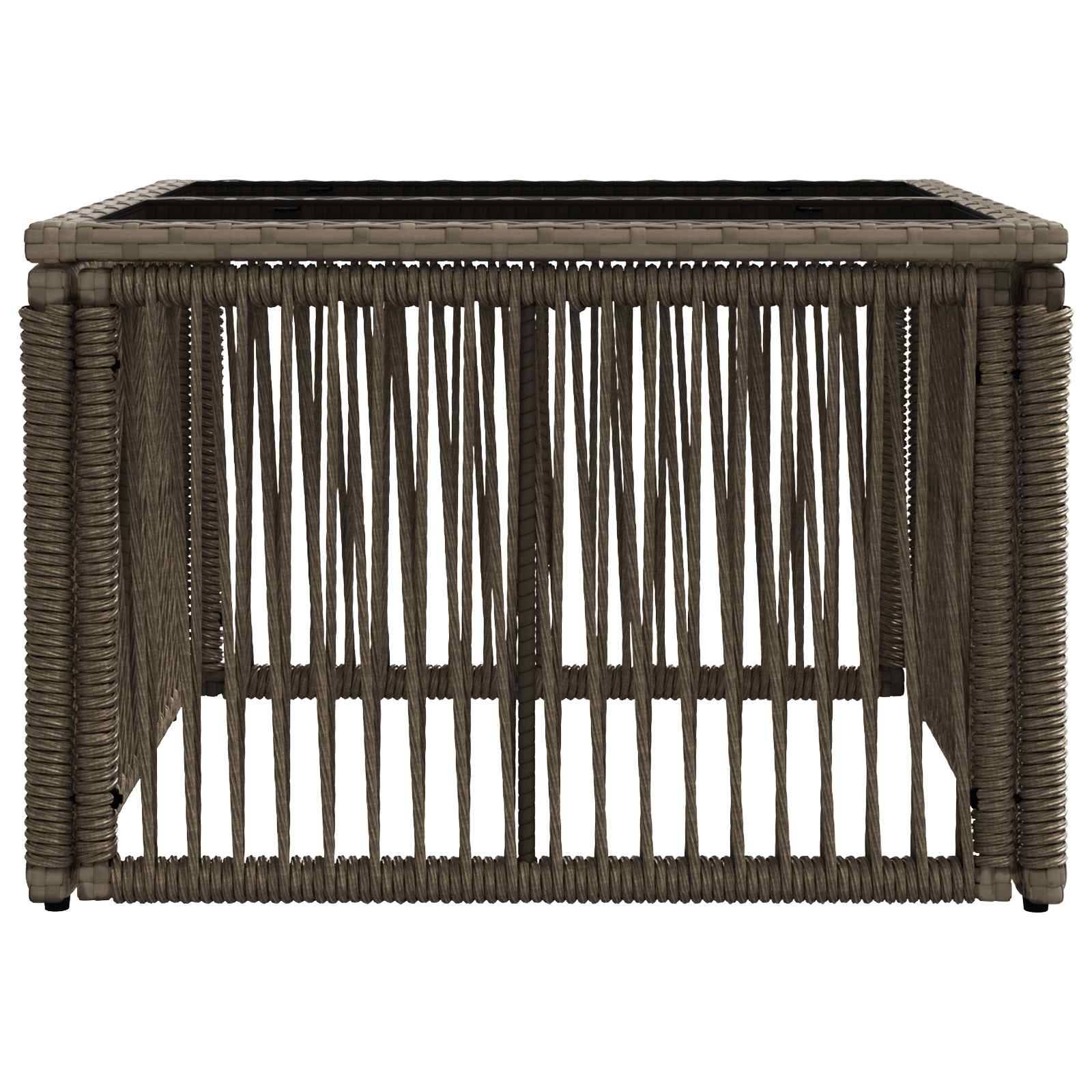 vidaXL Gartentisch Grau und Schwarz 55 x 55 x 37 cm PE Rattan und Glas