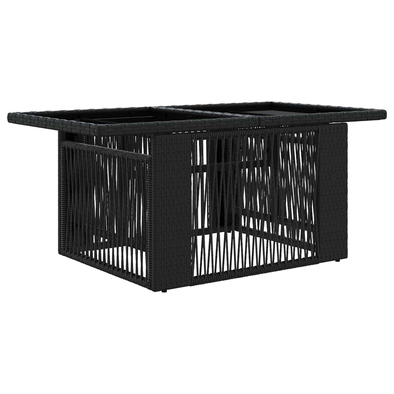 vidaXL Gartentisch Schwarz 100 x 55 x 37 cm PE Rattan und Glas