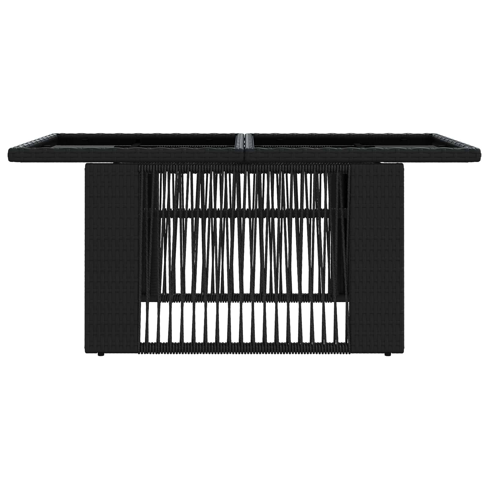 vidaXL Gartentisch Schwarz 100 x 55 x 37 cm PE Rattan und Glas