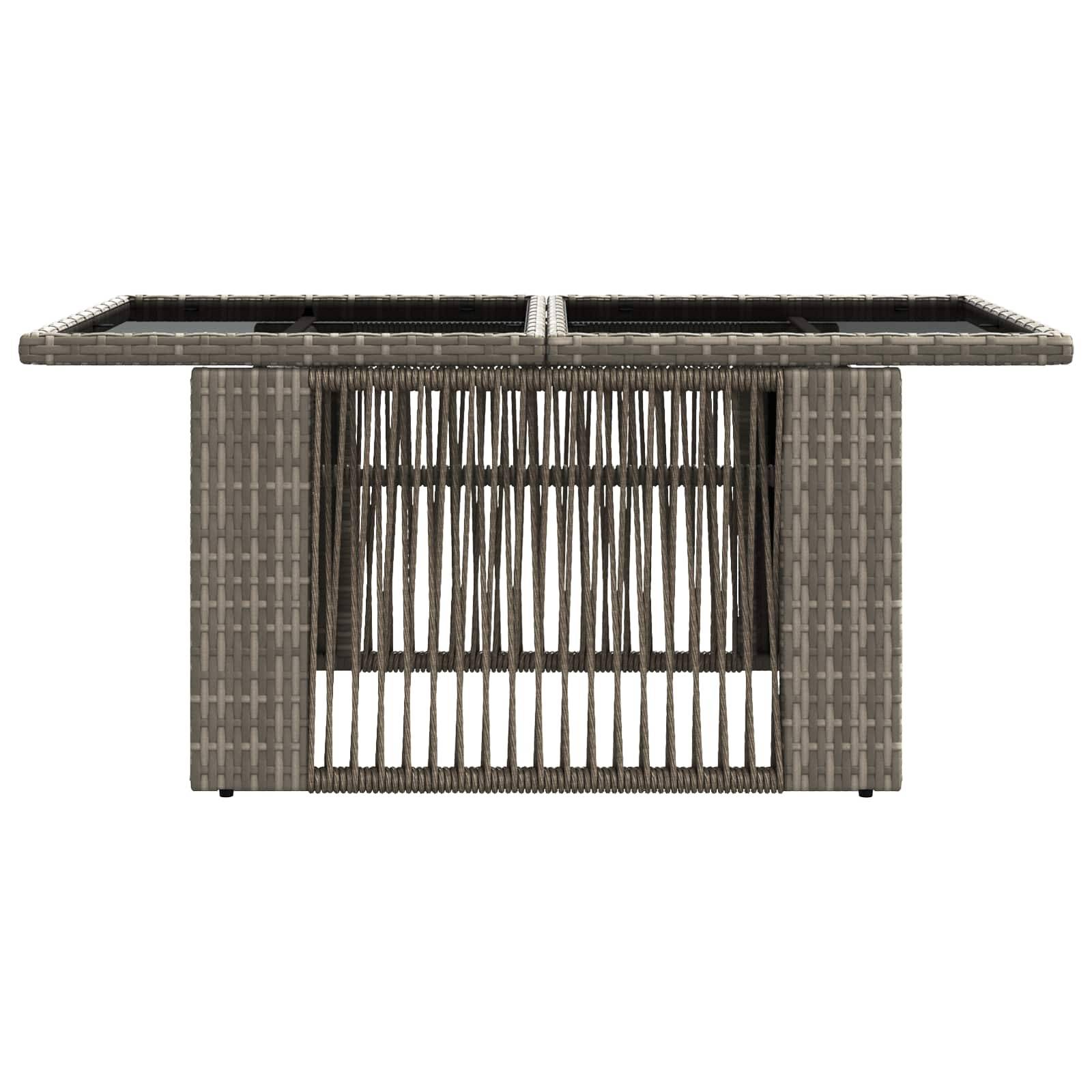 vidaXL Gartentisch Grau 100 x 55 x 37 cm PE Rattan und Glas