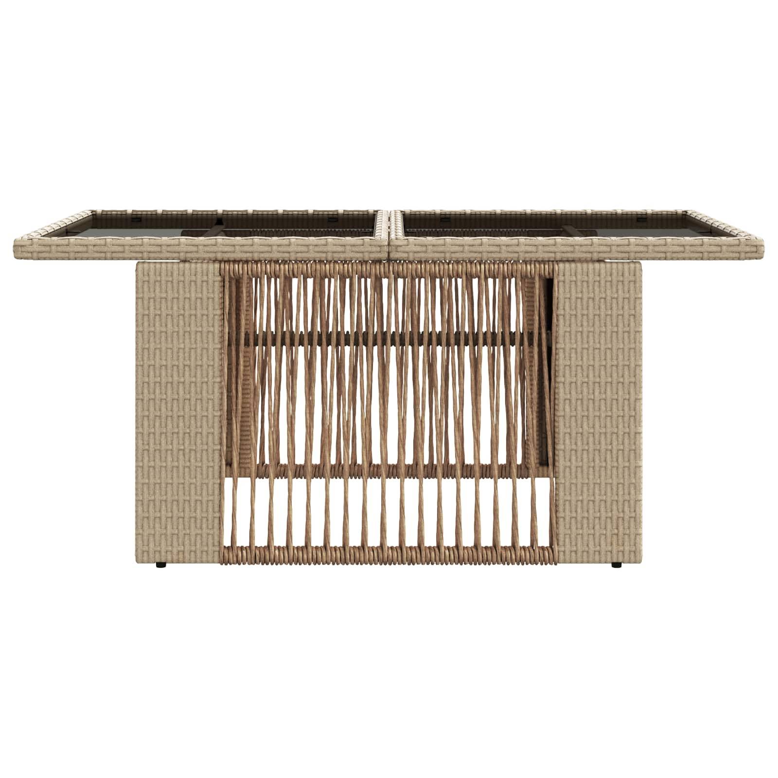 vidaXL Gartentisch Beige 100 x 55 x 37 cm PE Rattan und Glas