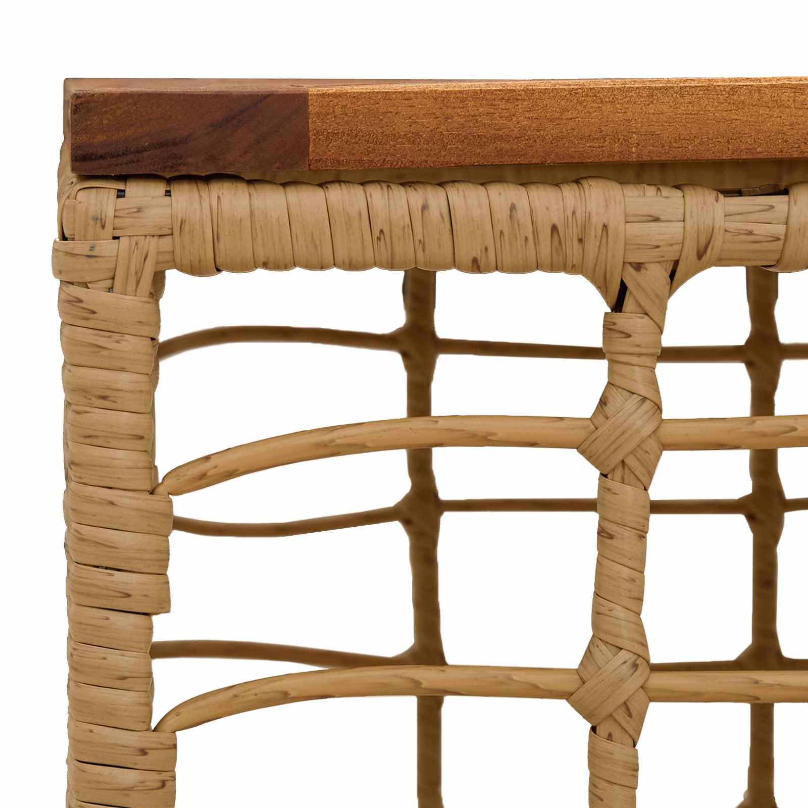 vidaXL Gartentisch Natur 55 x 55 x 37 cm PE Rattan und Glas