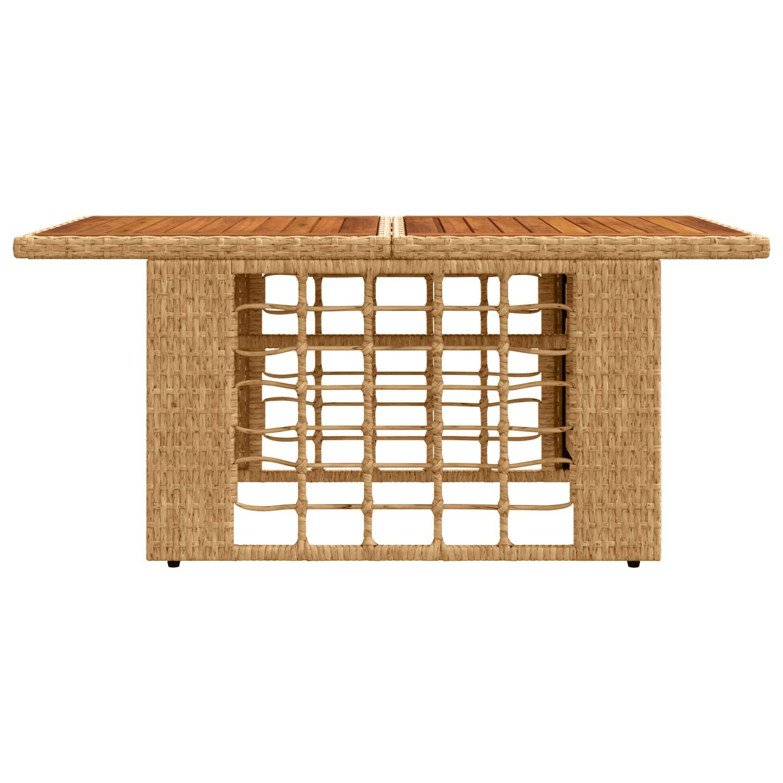 vidaXL Gartentisch Natur 100 x 55 x 37 cm PE Rattan und Glas
