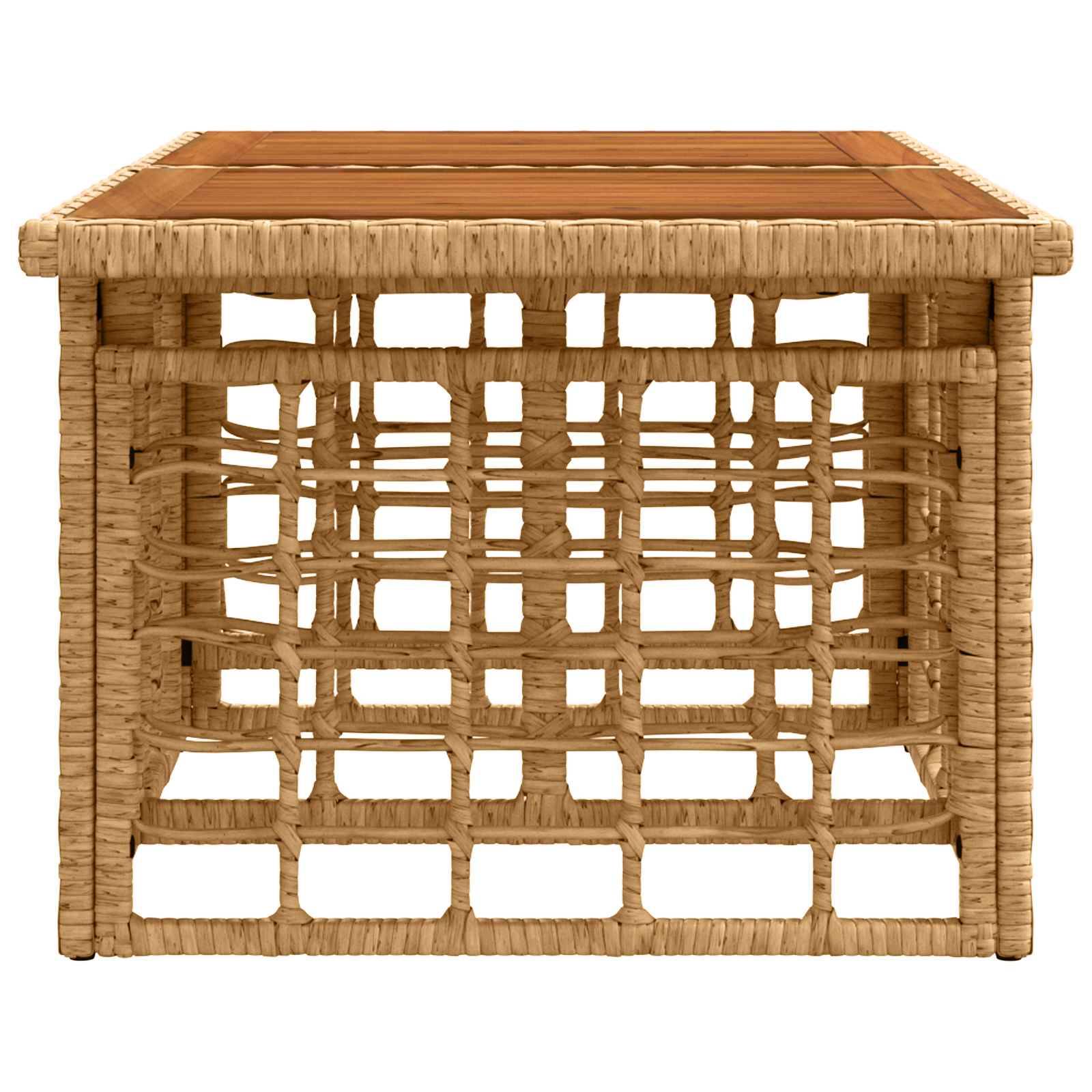 vidaXL Gartentisch Natur 100 x 55 x 37 cm PE Rattan und Glas